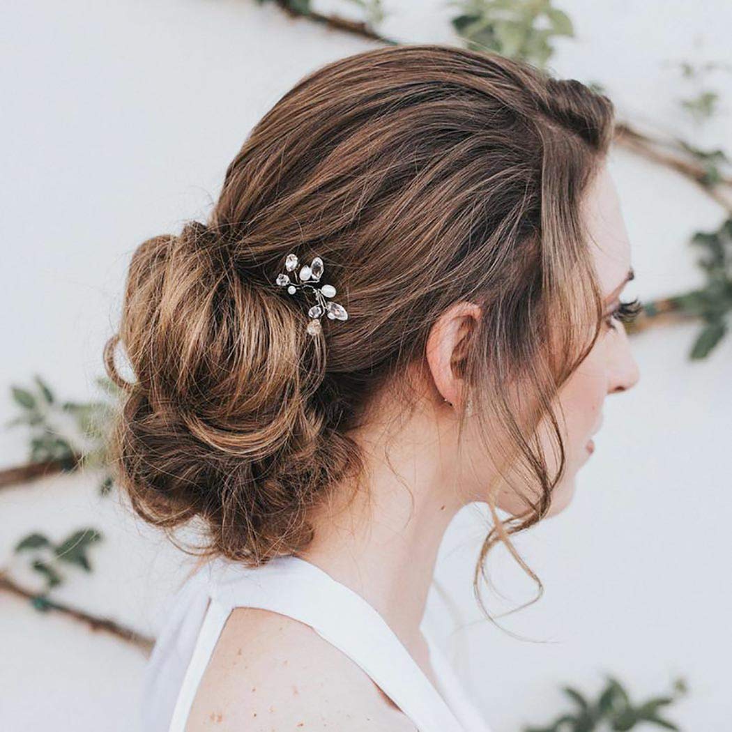Sparkling Rhinestone Wedding Hair Pins with Pearls – Elegant Crystal Bridal Hair Accessories for Women & Girls (3-Pack) – Perfect for Bridal Showers, Weddings & Special Occasions