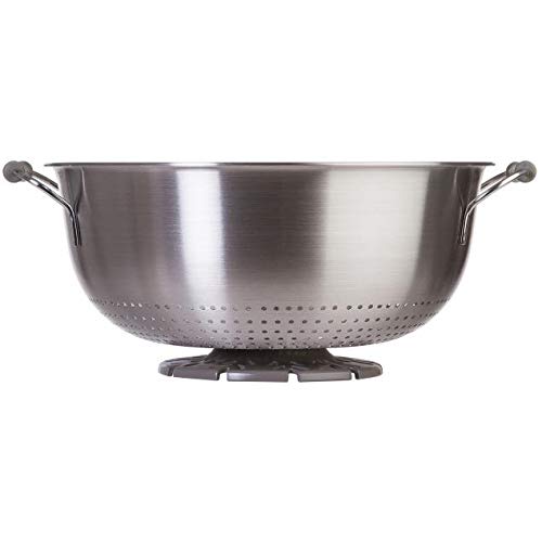 StateOJ 5-Quart Stainless Steel Colander - Durable Kitchen Strainer for Pasta, Vegetables & Fruits | Perfect for Cooking, Baking & Meal Prep | Collapsible Design Saves Space