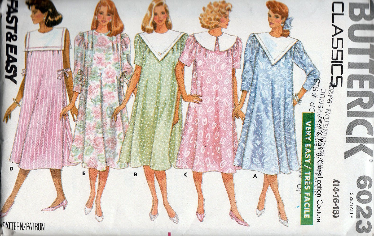 Butterick 6023 Maternity Dress Sewing Pattern for Misses Sizes 8-10-12 - Pleated Shoulder Seams & 5 Neckline Options (Sleeveless/Short/3/4 Sleeves) - Perfect for Baby Showers, Maternity Photos & Special Occasions