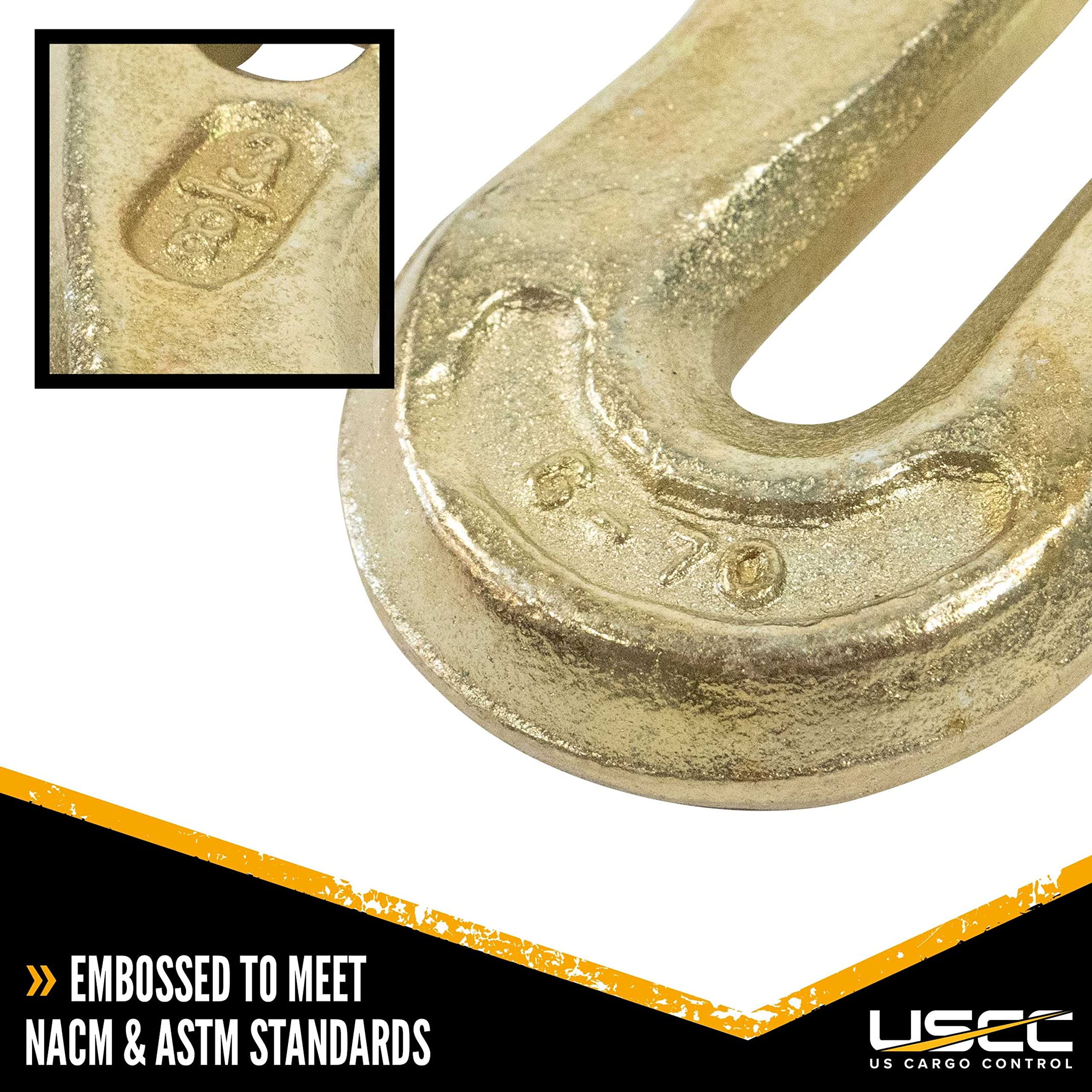 3/8 Inch Clevis Grab Hook (4-Pack) - Grade 70 Chain Hooks with 6,600 LBS Working Load Limit - Heavy Duty Chain Clevis Hooks for Towing, Hauling, Load Securement, Trailers & Chains - Ideal for Construction, Agriculture, and Off-Road Applications
