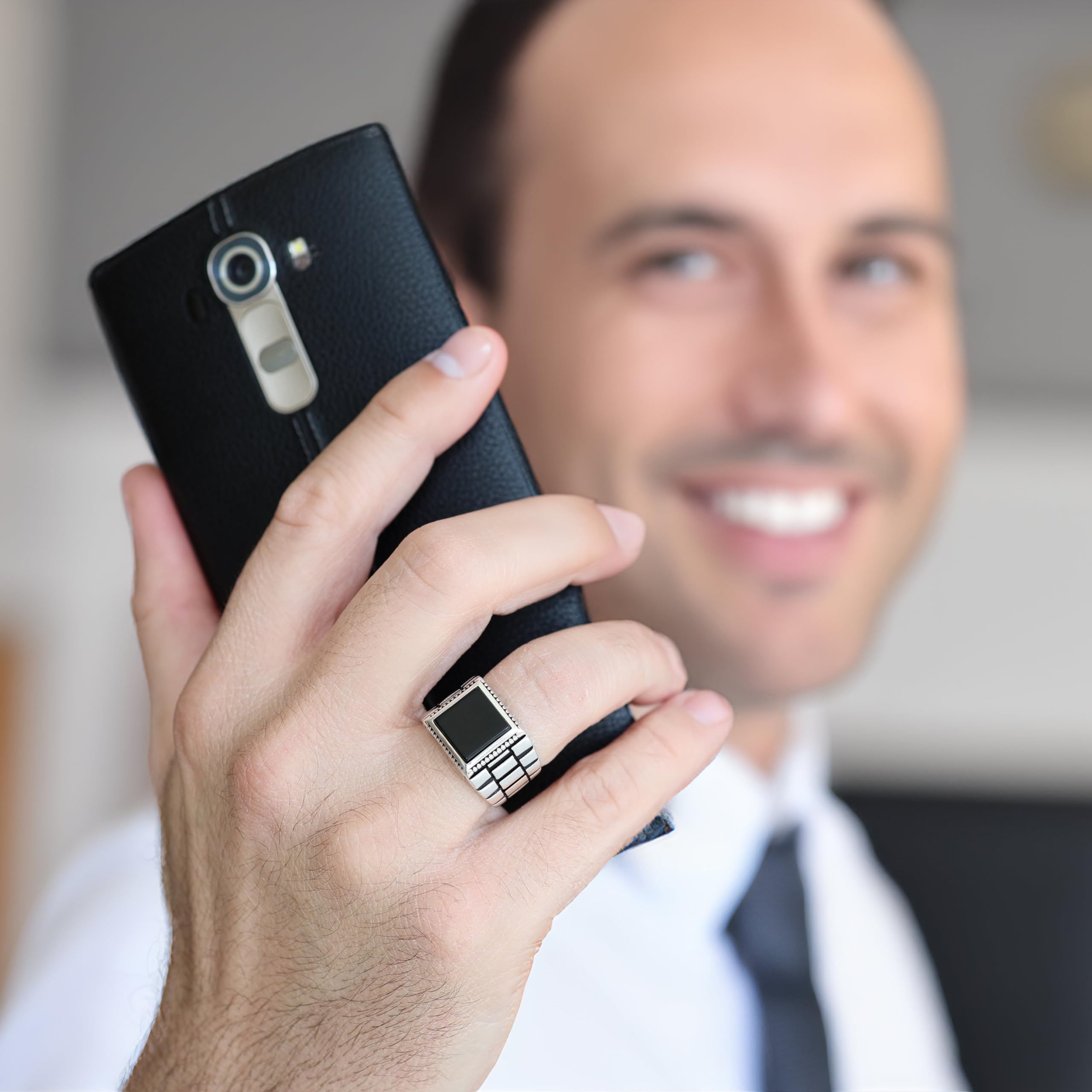Sterling Silver Rings for Men with Onyx or Turquoise Stone - Elegant Mens Jewelry for Gifts, Wedding, Anniversary & Everyday Wear - Anillos de Plata Para Hombre