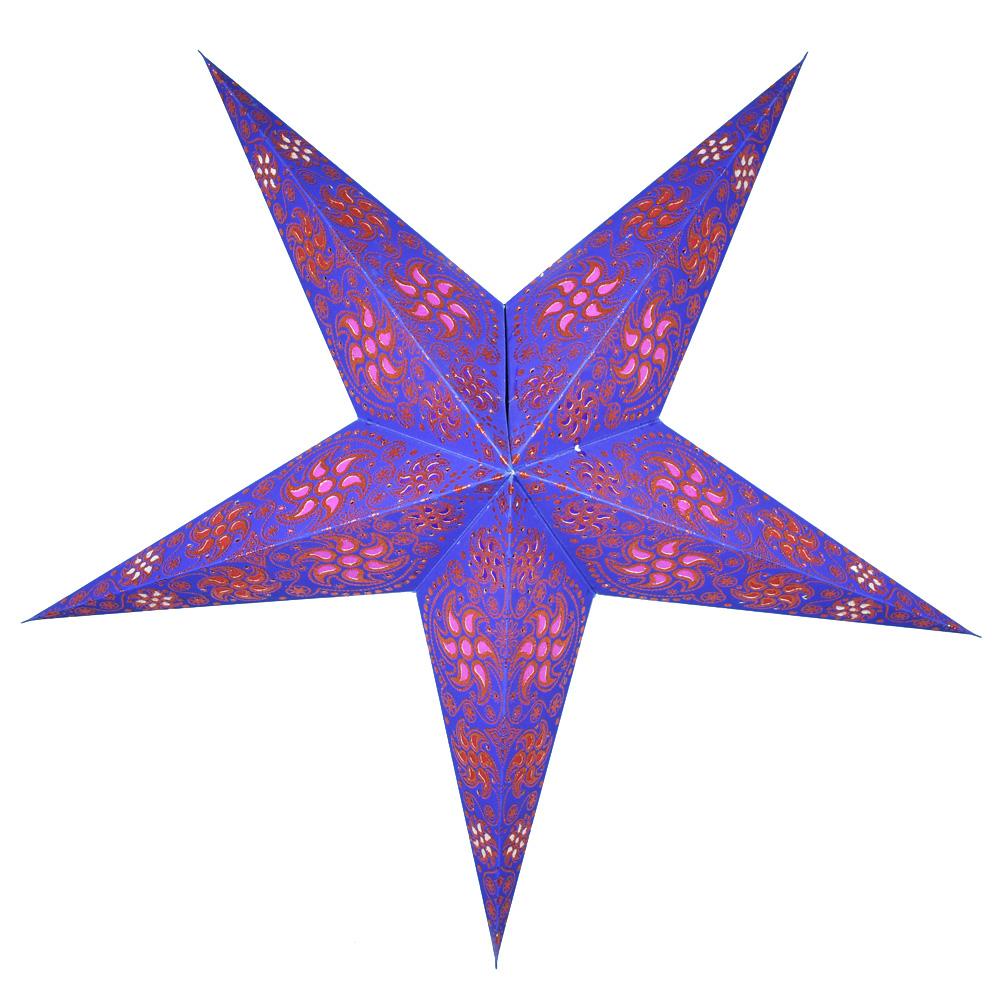 24 Inch Blue & Copper Glitter Wind Paper Star Lantern - Hanging Party Decor for Wedding, Baby Shower, Christmas & Home Decoration
