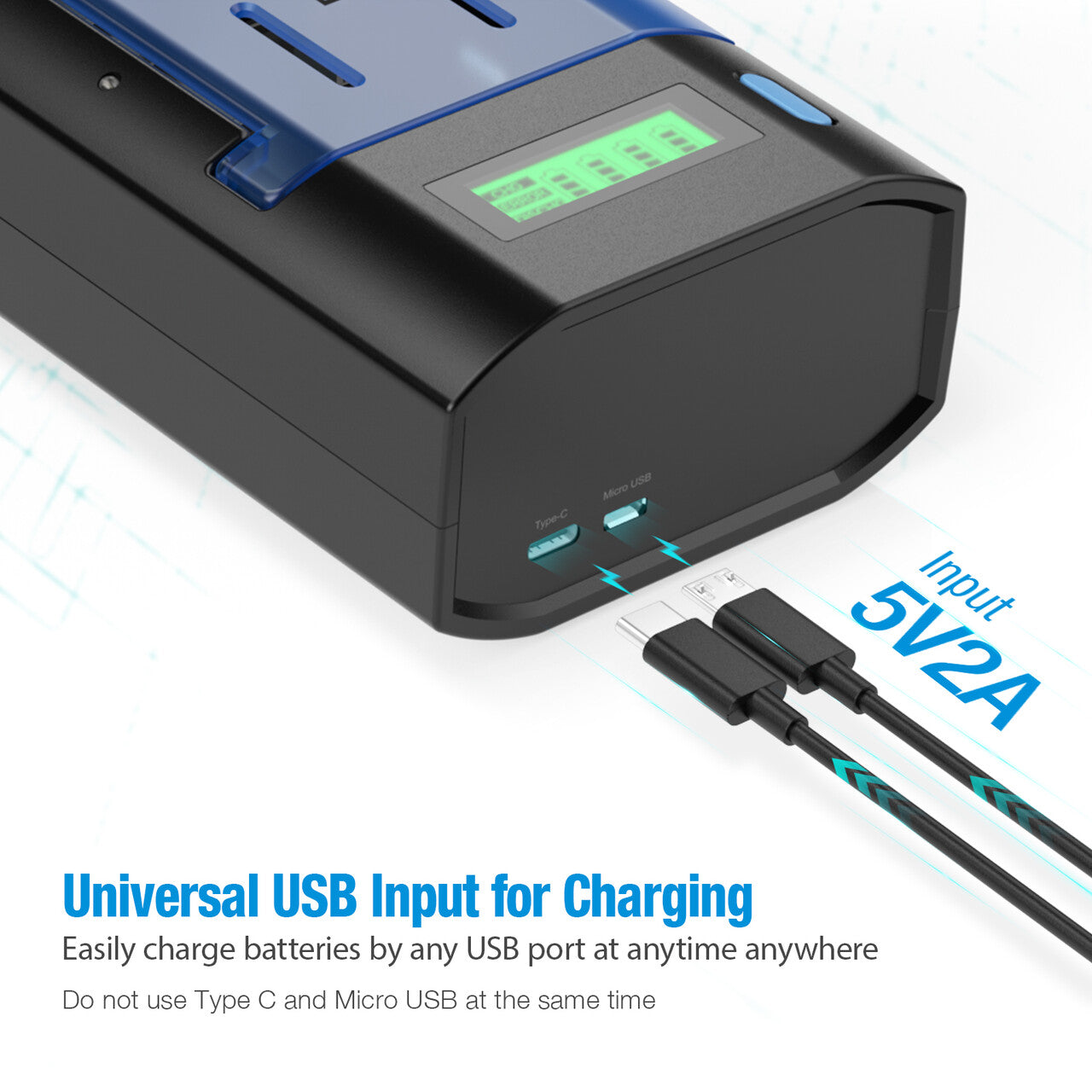 Smart LCD Universal Battery Charger for C, D, AA, AAA, 9V Batteries - Fast Charging with Digital Display - Perfect for Home, Office, Toys, and Emergency Kits