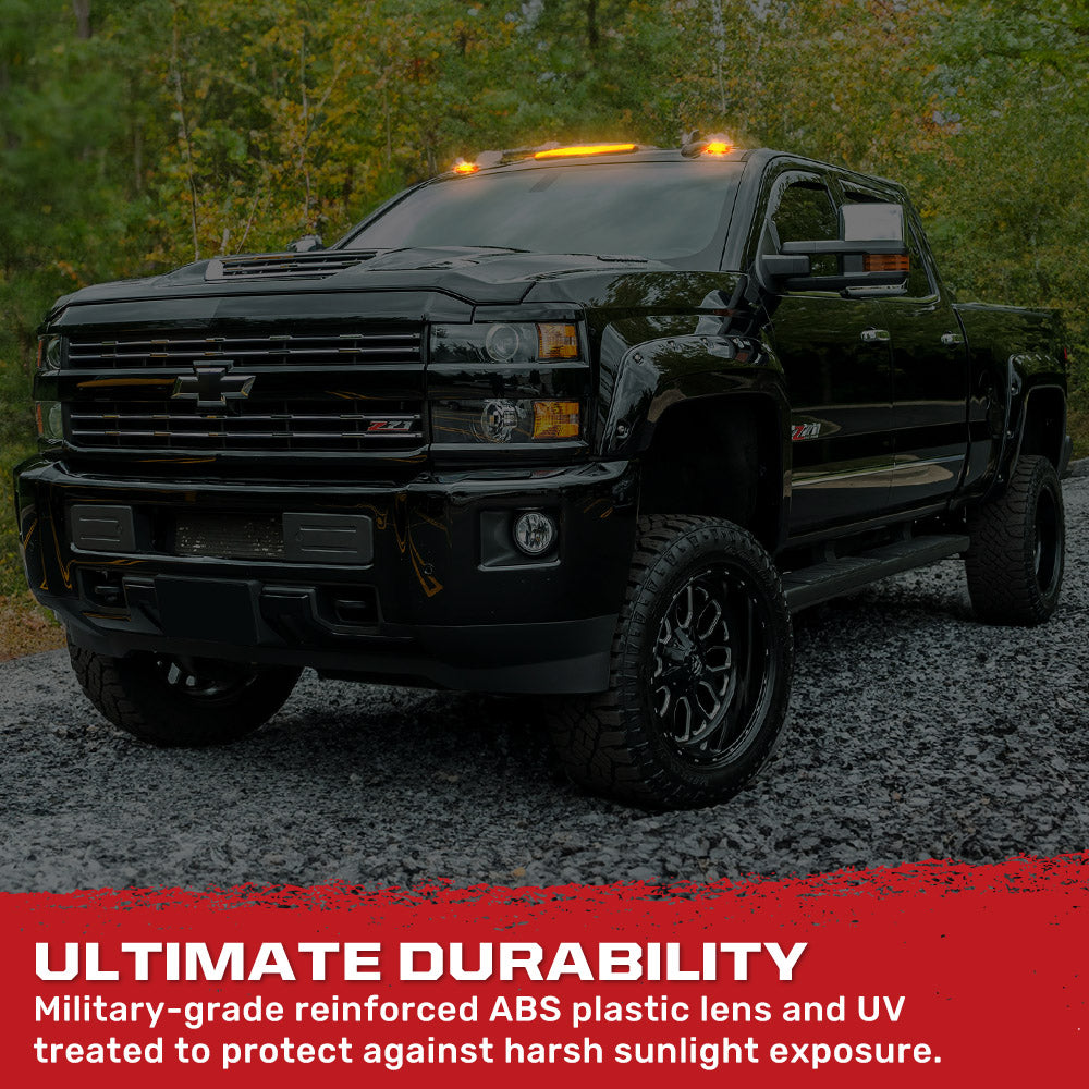 Bright RGB Multi-Color LED Cab Roof Lights for 2015-2019 GMC & Chevy (3rd Gen) Heavy Duty Trucks - Bluetooth App Control, 3-Piece Kit with Multiple Lens Options - Perfect for Off-Roading, Night Driving & Vehicle Customization