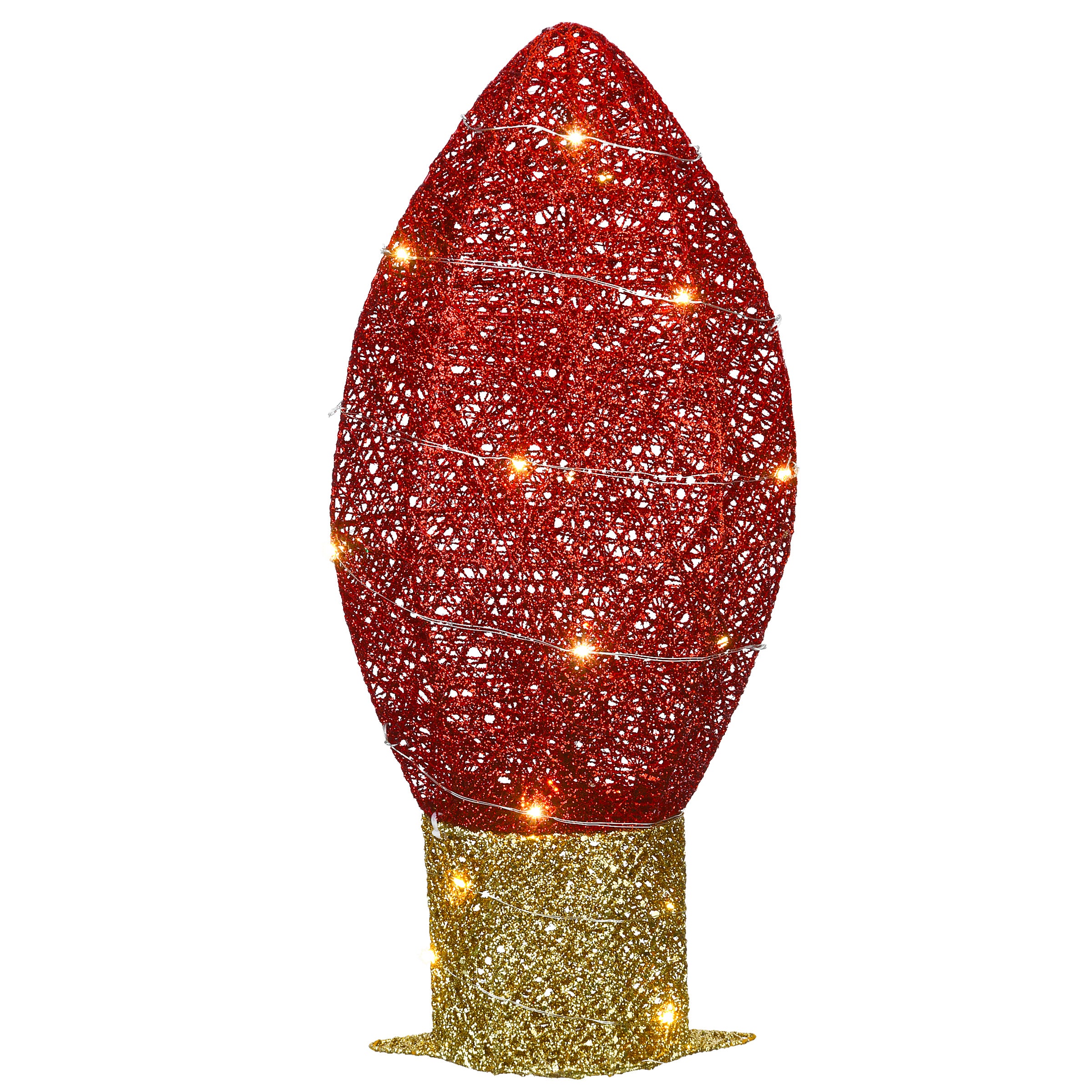 20 Inch Pre-Lit Red Christmas Light Bulb Decorations - Indoor/Outdoor Holiday String Lights for Tree, Window, and Home Decor