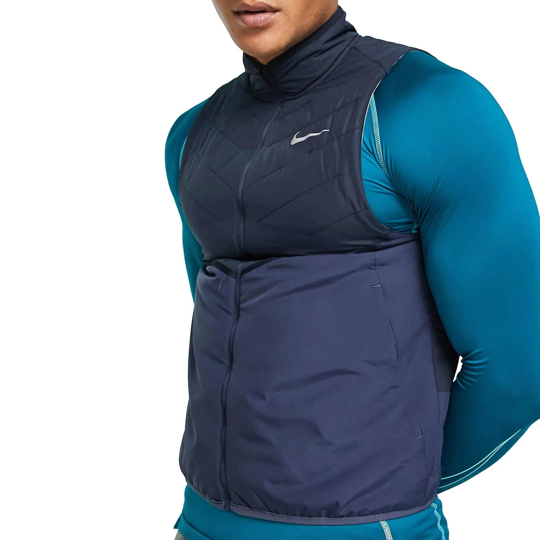 Nike Therma Fit Repel Navy Vest - Waterproof Windproof Lightweight Running Jacket for Men - Perfect for Outdoor Sports, Hiking & Cold Weather Activities