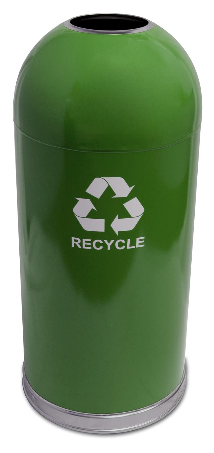 Ergode Dometop Touchless Recycling Bin - Stainless Steel Base & Galvanized Liner - Durable Waste Container with Recycle Decal - Perfect for Kitchen, Office & Outdoor Use