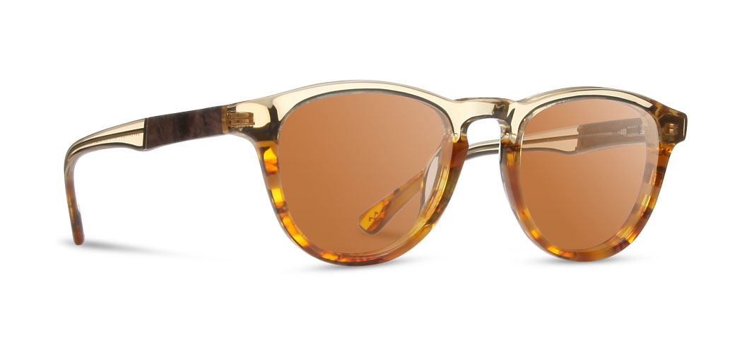 Shwood Francis Acetate Sunglasses - Canyon/Elm Burl/Brown Frame - UV Protection Polarized Lenses - Stylish Retro Shades for Outdoor Activities, Driving & Travel