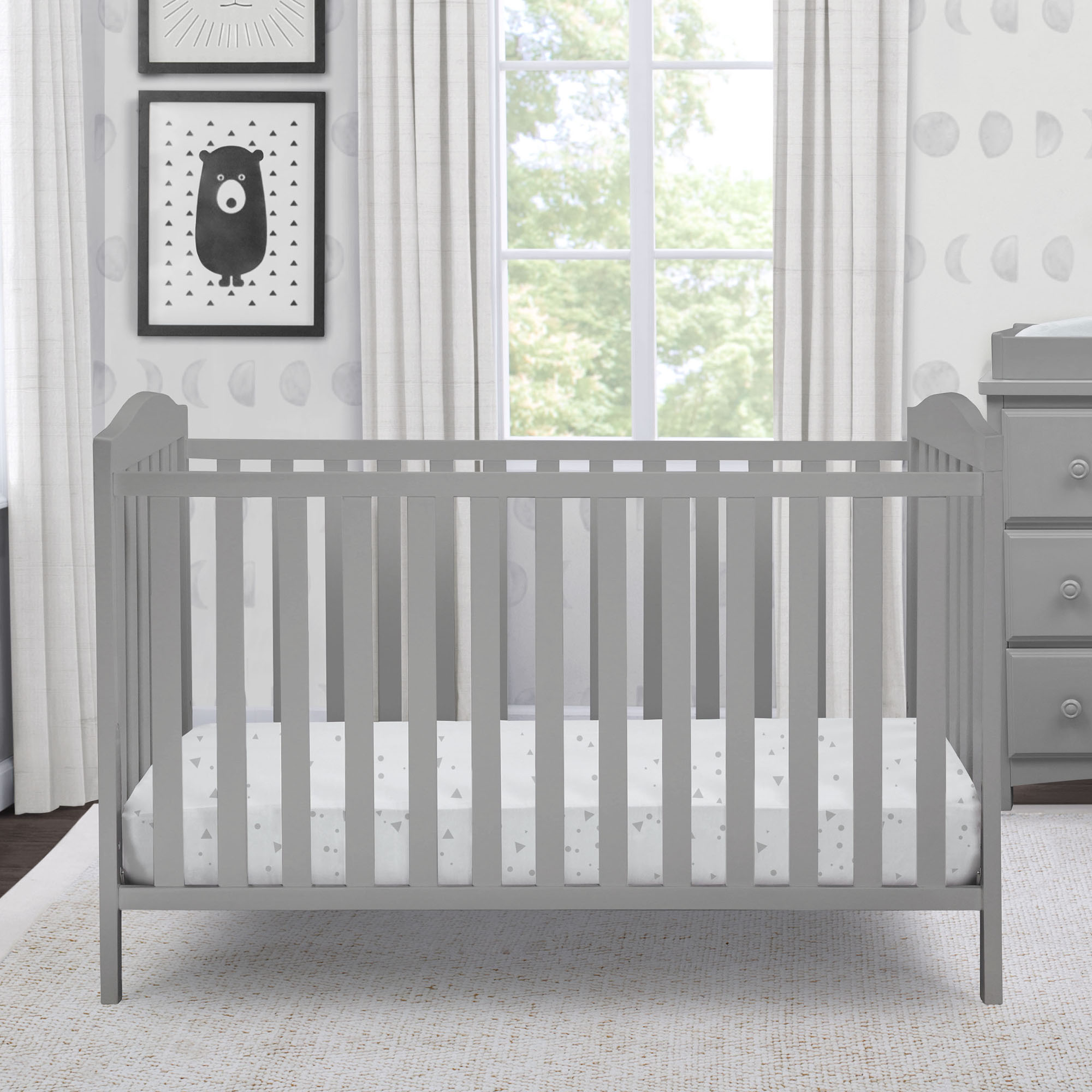 Capri 3-in-1 Convertible Baby Crib - Toddler Bed & Daybed - Safe Nursery Furniture for Newborns to Kids (White) | Perfect for Small Spaces & Modern Nurseries