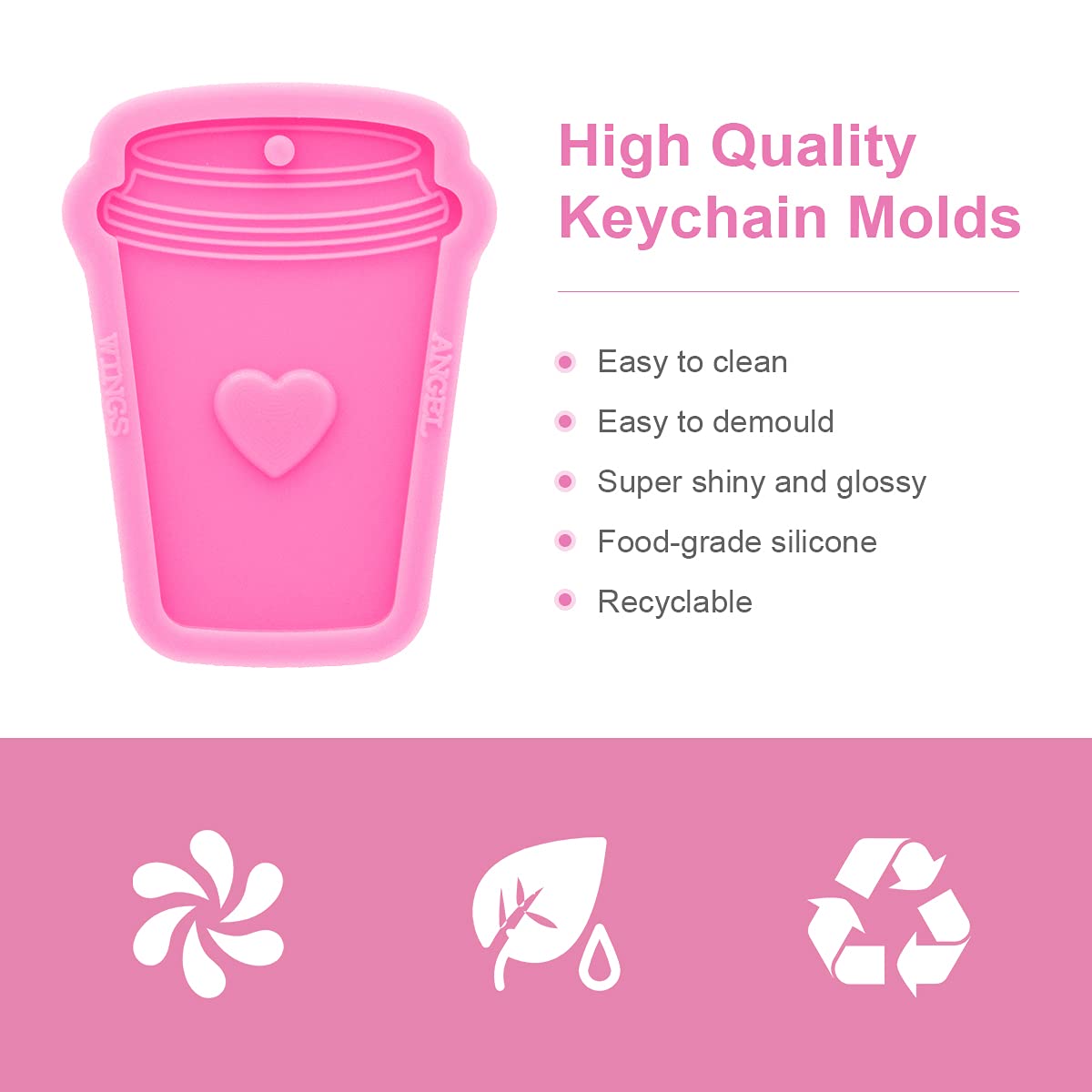 Shiny Glossy Silicone Coffee Cup Mold for Polymer Clay, Epoxy Resin Jewelry, Keychain & DIY Crafts - Perfect for Necklaces, Pendants & Handmade Gifts
