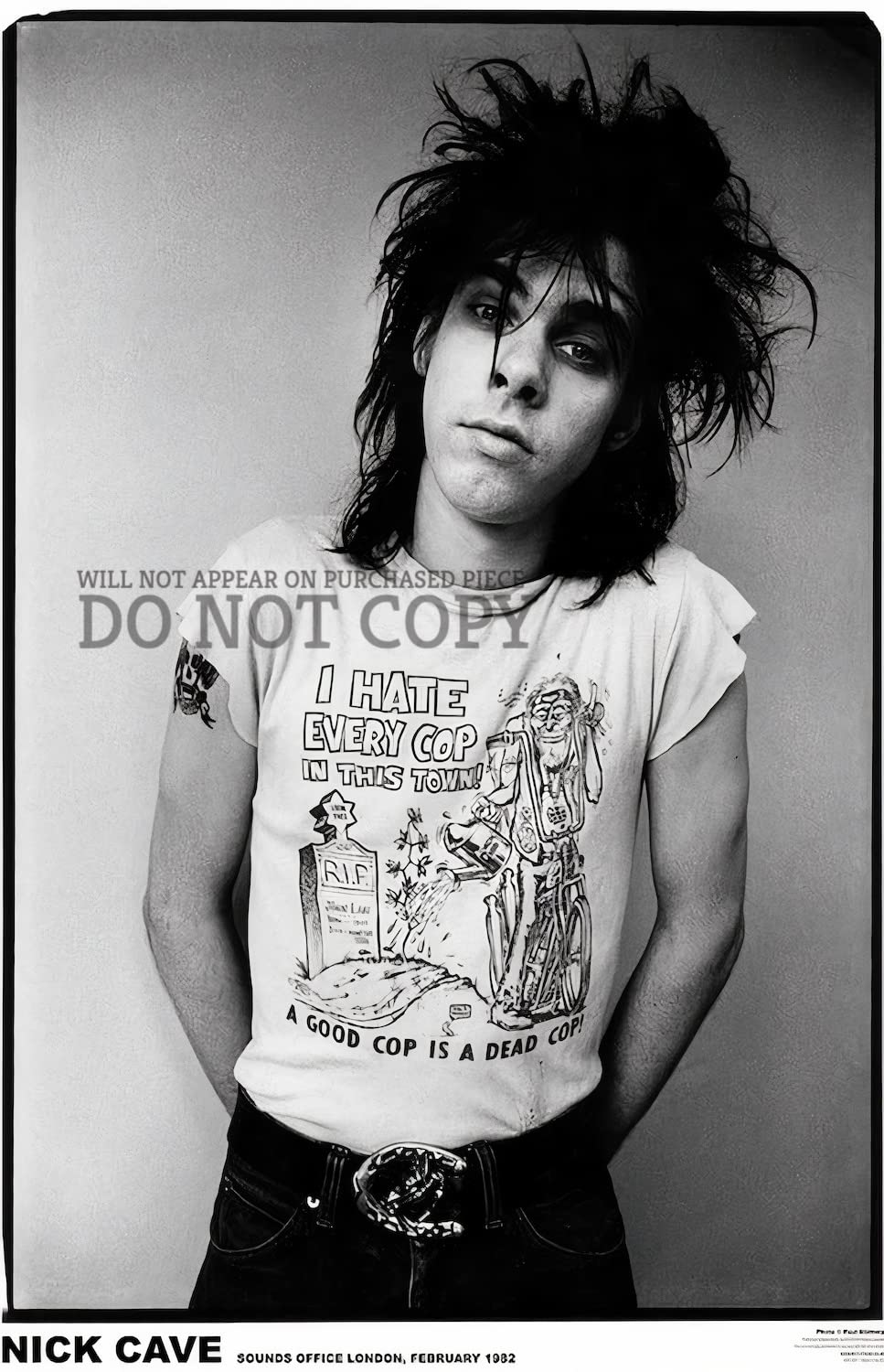 Nick Cave Rare 11x17 Photograph - Killer 1982 London Sounds Office Label Portrait - Vintage Music Poster Print for Home & Office Decor