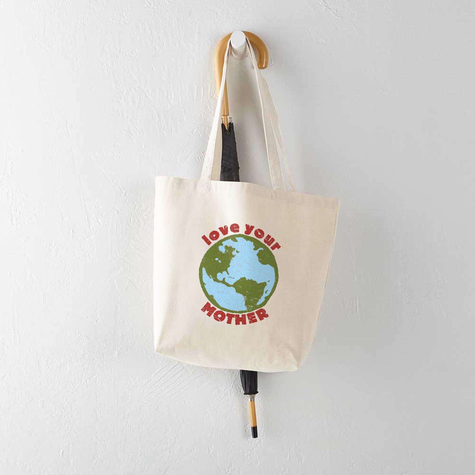 Eco-Friendly Love Your Mother Canvas Tote Bag - Reusable Natural Cotton Shopping Bag for Groceries, Beach & Daily Use