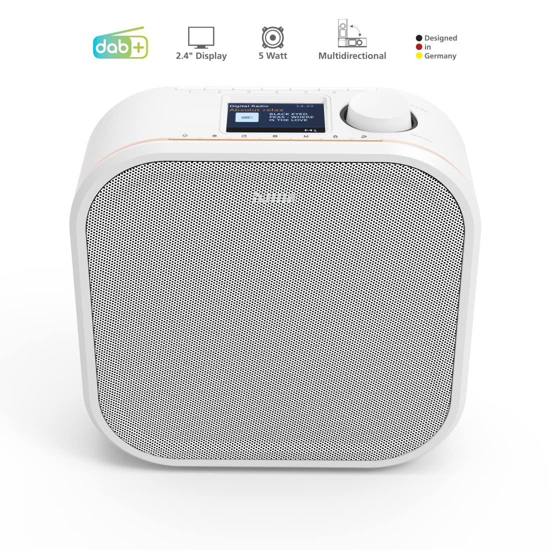 Hama DR350 Digital Radio with FM/DAB/DAB+ Reception - Under Counter Kitchen Radio with Color Display, Alarm Function & AC Power - White | Perfect for Kitchen, Bedroom, Office or Garage Use