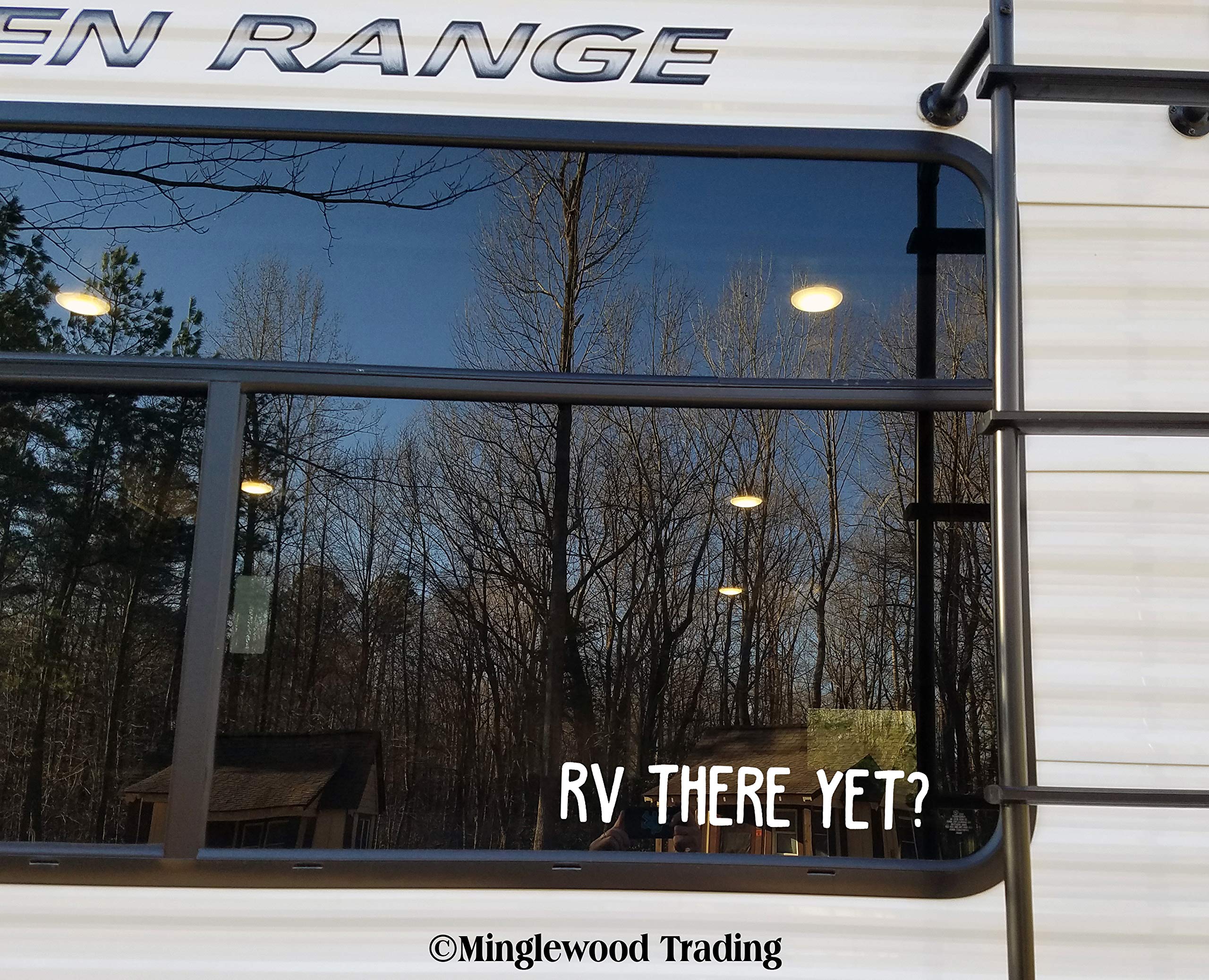 RV There Yet? Vinyl Sticker - Waterproof Camping Trailer Decal for RV, Cooler & Laptop - 12x2 Inch Die-Cut Black Decal - Perfect for Camping Trips, Road Adventures & Outdoor Enthusiasts