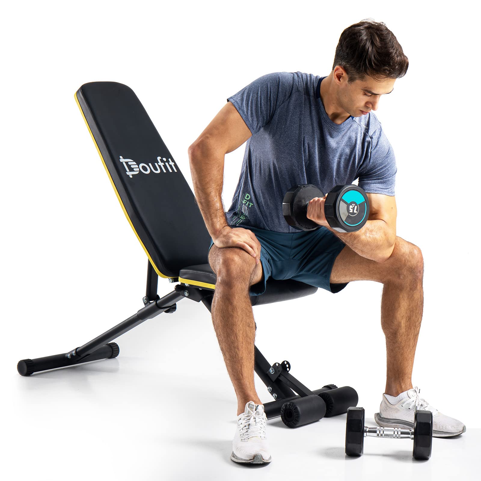 Adjustable Weight Bench for Home Gym - Doufit WB-05 Foldable Workout Bench for Weight Lifting & Bench Press, 800 Lbs Capacity Fitness Exercise Bench with Resistance Bands - Perfect for Strength Training & Full-Body Workouts at Home