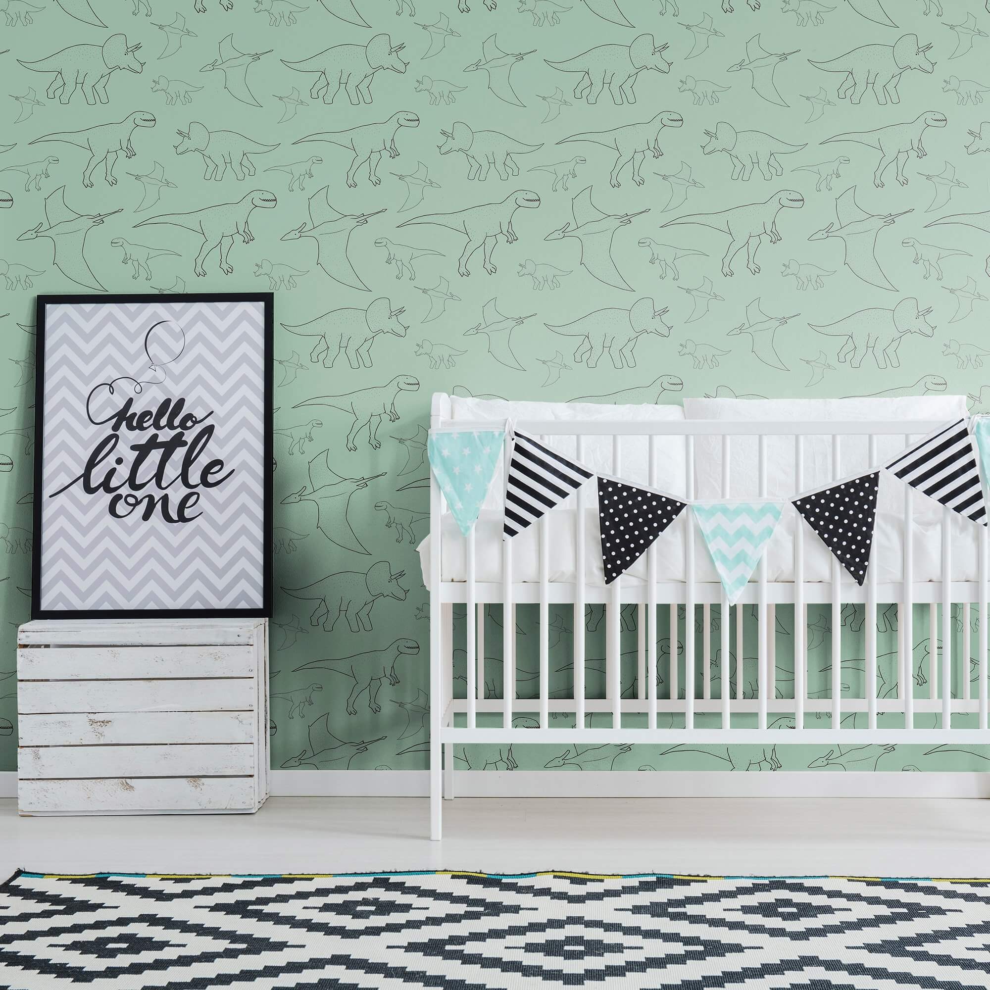 Green Animals Children's Peel and Stick Removable Wallpaper 9336 - Perfect for Nursery, Kids Room Decor & Playroom Wall Design