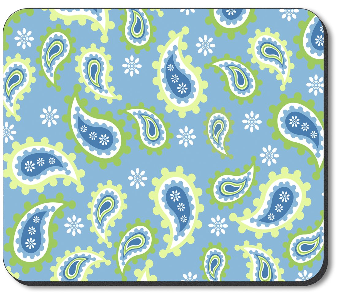 Premium Art Plates Brand Mouse Pad - Blue Paisley Design for Office & Gaming | Non-Slip Computer Mousepad for Desk, Home & Work