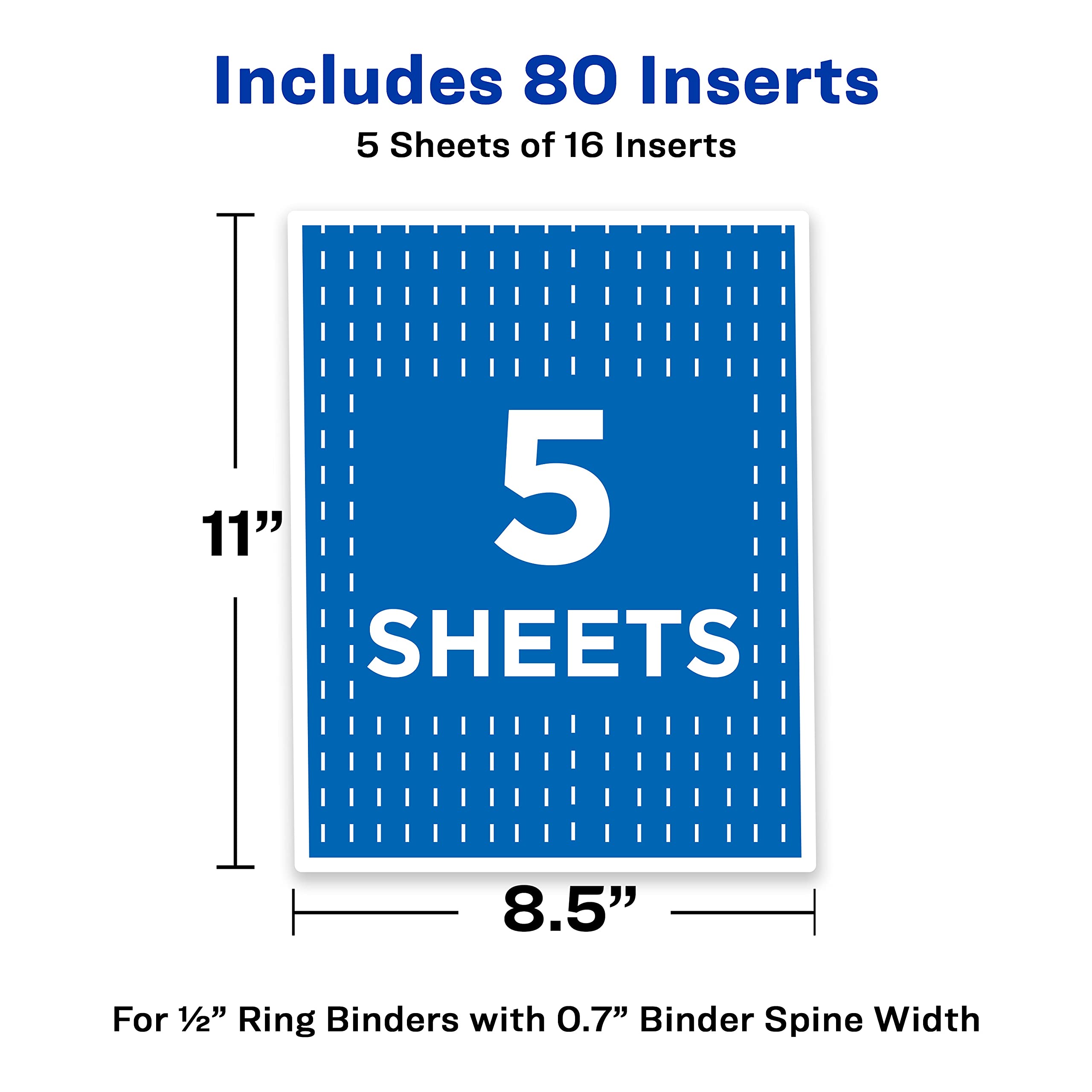 Avery Binder Spine Inserts for 1/2 Inch Ring Binders - 0.7