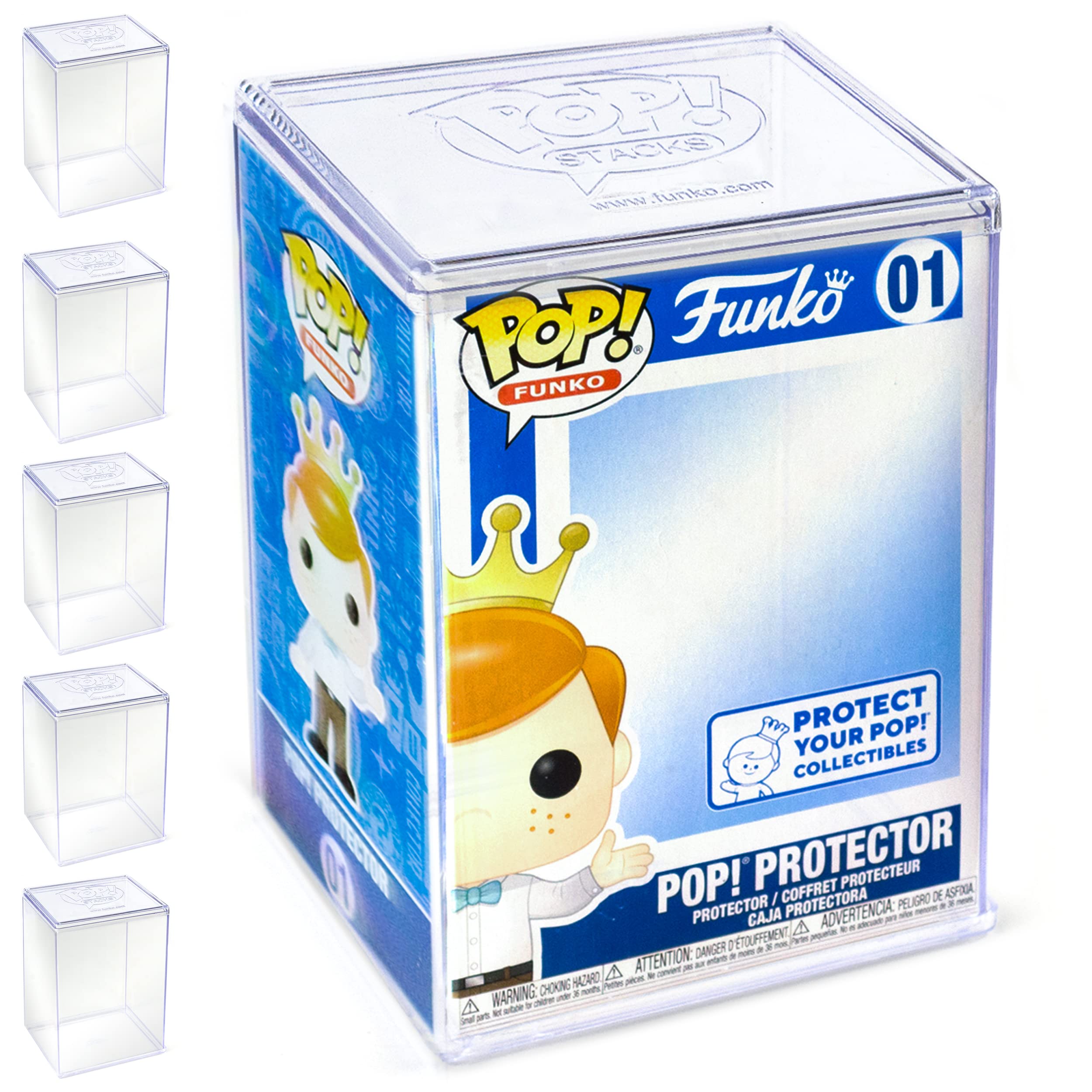 Original Funko Pop Protector - Heavy Duty 0.35mm Thick Crystal Clear Display Case for Vinyl Figures | Stackable & Interlocking Design | Perfect for Collectible Display & Protection (Pack of 6) | Ideal for Home Decor, Office Display & Gift Packaging