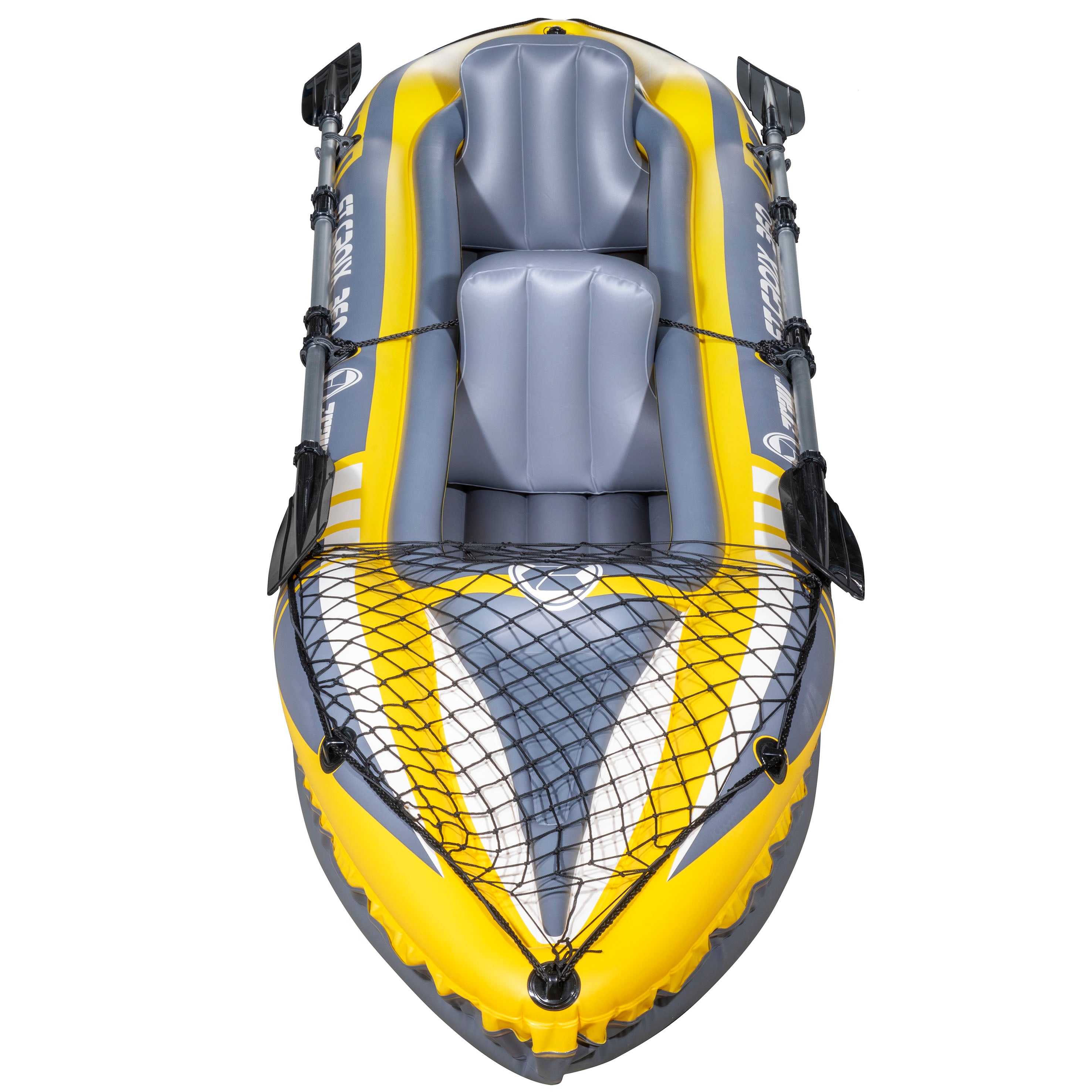 Inflatable 2-Person Kayak Canoe Set with Pump, Carry Bag & 2 Aluminum Paddles - Blue/Yellow/White (DL155) | Portable Watercraft for Lakes, Rivers & Beach Adventures