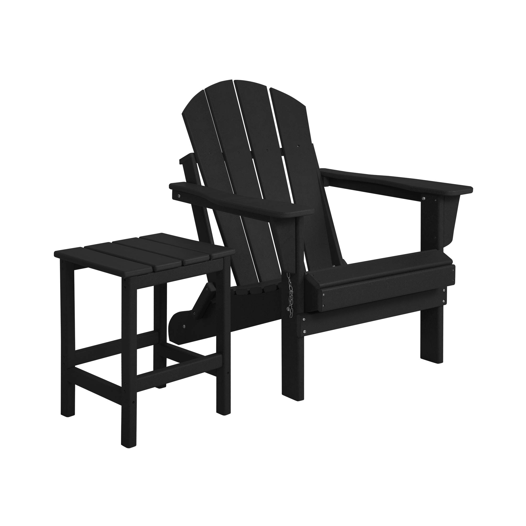 WestinTrends Malibu 2-Piece All-Weather Adirondack Chair Set with Side Table - Durable Outdoor Plastic Patio Furniture for Porch, Deck, Backyard & Garden - Perfect for Relaxing in Black