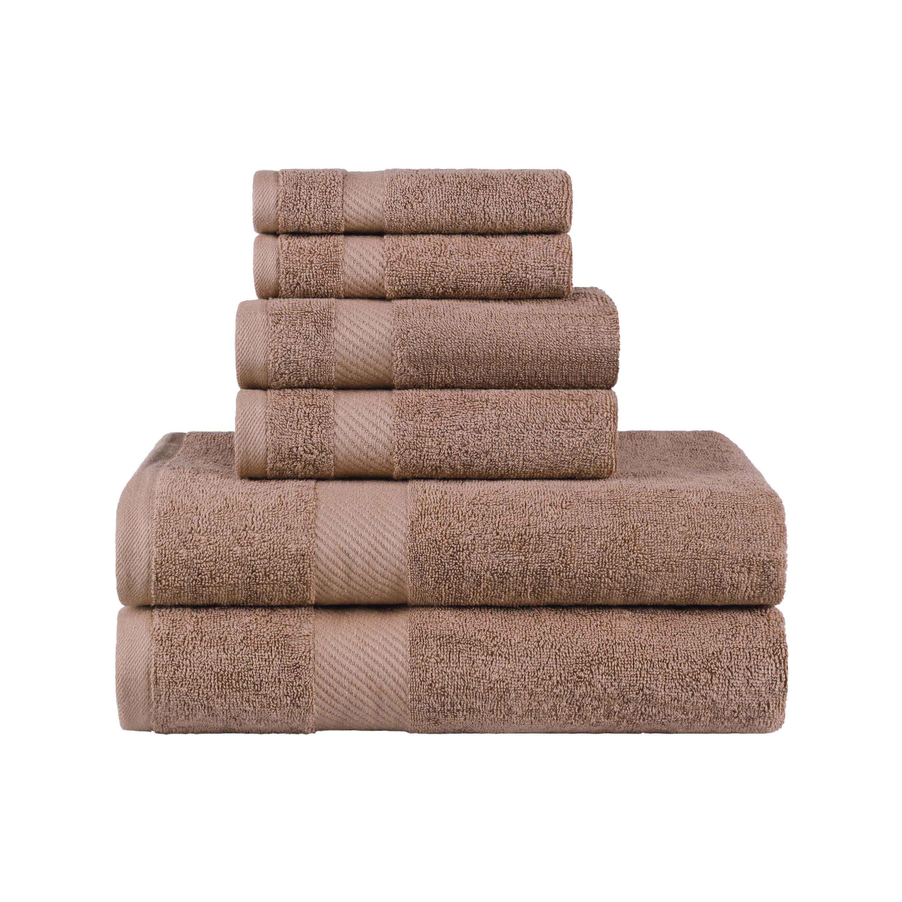 Premium 6-Piece Egyptian Cotton Towel Set with Elegant Dobby Border - Ultra Soft & Absorbent Bath Towels for Spa, Hotel, or Luxury Home Use