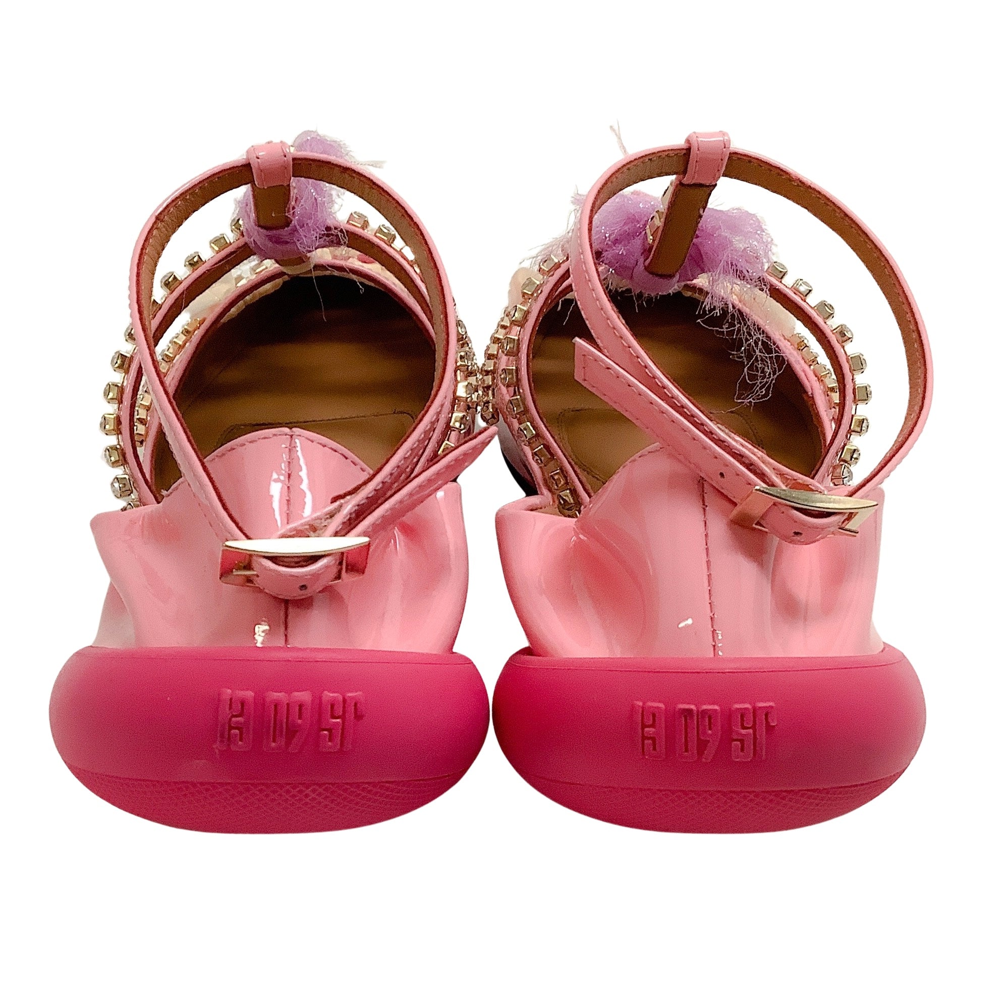 13 09 SR Pink Patent Embellished Ballet Flats for Women - Elegant Pointed Toe Dress Shoes for Weddings, Parties & Special Occasions