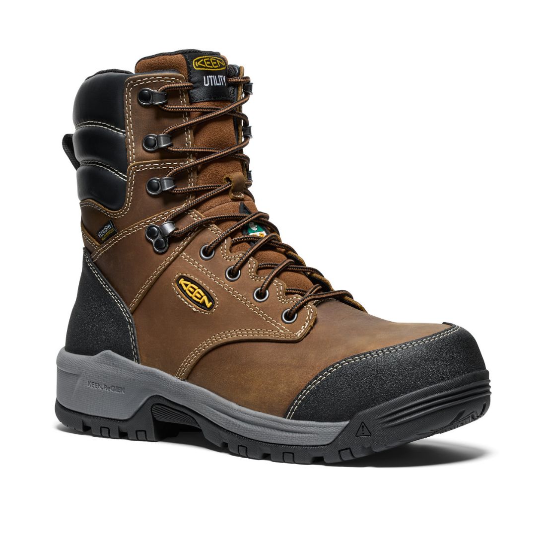 **Keen Evanston Men's Waterproof Composite Toe Work Boots - Size 8, Brown (Model 1029670) - Durable Safety Shoes for Construction, Hiking & Outdoor Work**