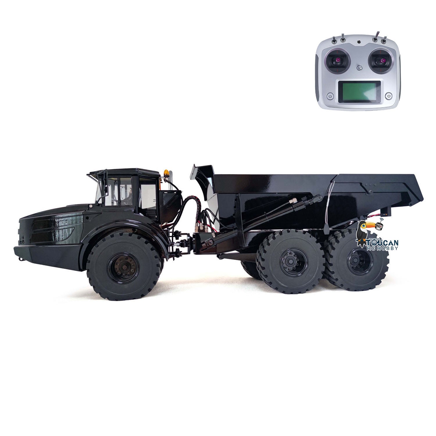 1/14 Scale A40G 6x6 Remote Control Articulated Dump Truck - Metal Hydraulic Lifting RC Construction Vehicle Toy with Servo Motor & Transmitter - Perfect for Construction Site Play, Collecting, and RC Hobby Enthusiasts