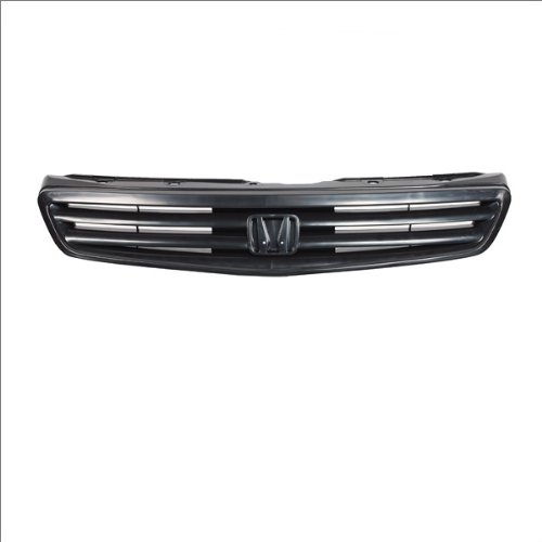 Black Matte Grille Grill & Gloss Molding Replacement for 1999-2000 Honda Civic Hatchback | CarPartsDepot 400-201077 HO1200169 | Perfect for Car Restoration & Custom Upgrades