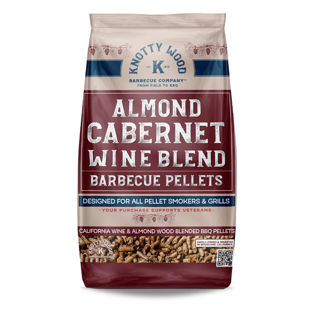 Premium Knotty Wood Almond Cabernet Wine Blend BBQ Pellets - Perfect for Smoking, Grilling, and Enhancing Flavor in Meats, Seafood, and Vegetables