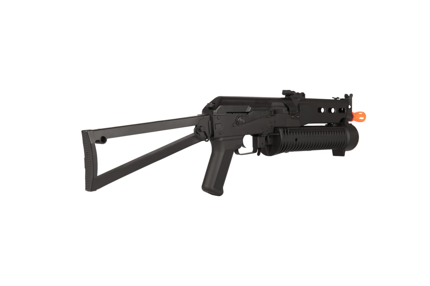 Golden Ball & Eagle 370 FPS Airsoft PP-19 Bizon SMG AEG with Side Folding Stock | 1200 Rounds High Capacity Magazine | Includes 8.4V NiMH Battery & Charger (Black) - Perfect for Airsoft Battles, Tactical Training & Outdoor Shooting Games