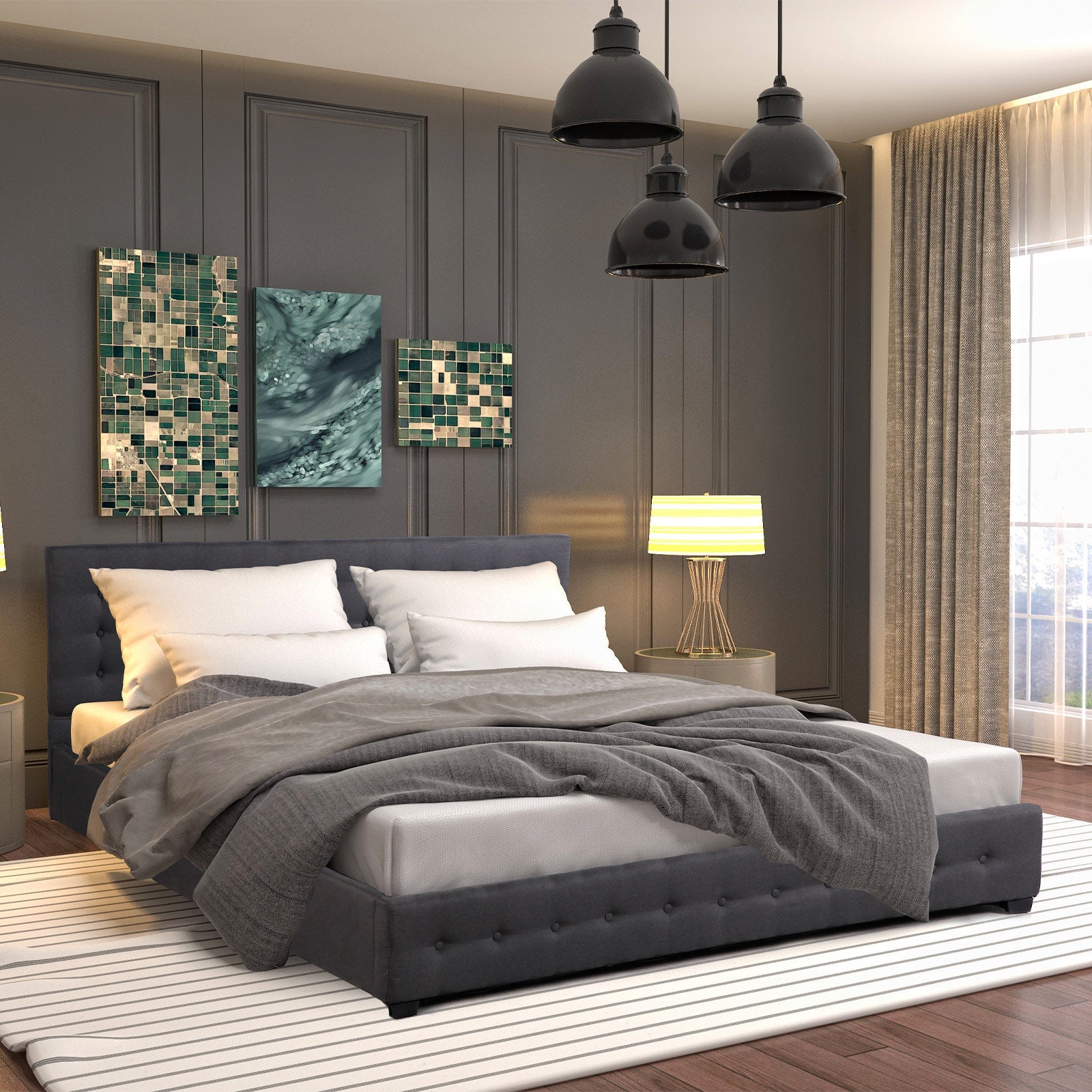 Dark Grey Single Gas Lift Storage Bed Frame - Modern & Space-Saving Bedroom Furniture for Small Spaces | Decor Eden