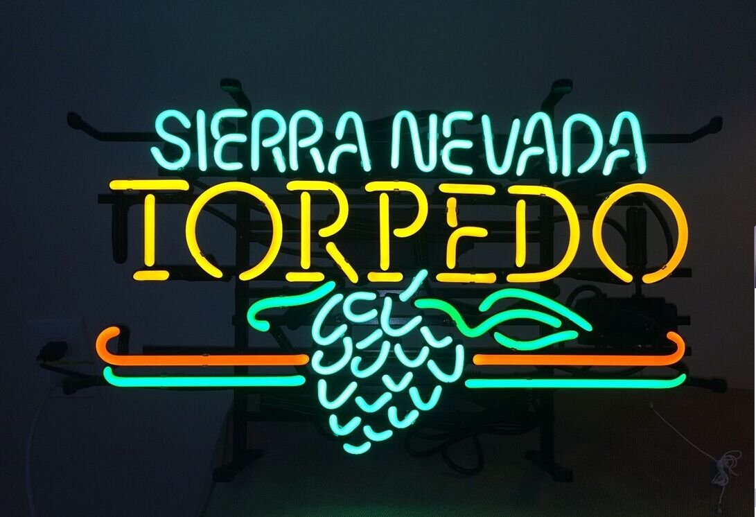 Sierra Nevada Brewing Co. Torpedo Real Glass Neon Sign - 19x15 Handcrafted Beer Bar Decor for Pub, Party Shop & Home Wall Display | Perfect for Game Rooms, Man Caves & Gift Giving