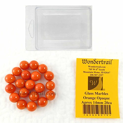 20-Pack Orange Opaque 14mm Glass Marbles - Bulk Decorative Game Pieces for Kids, DIY Crafts & Home Decor (WONGM019)