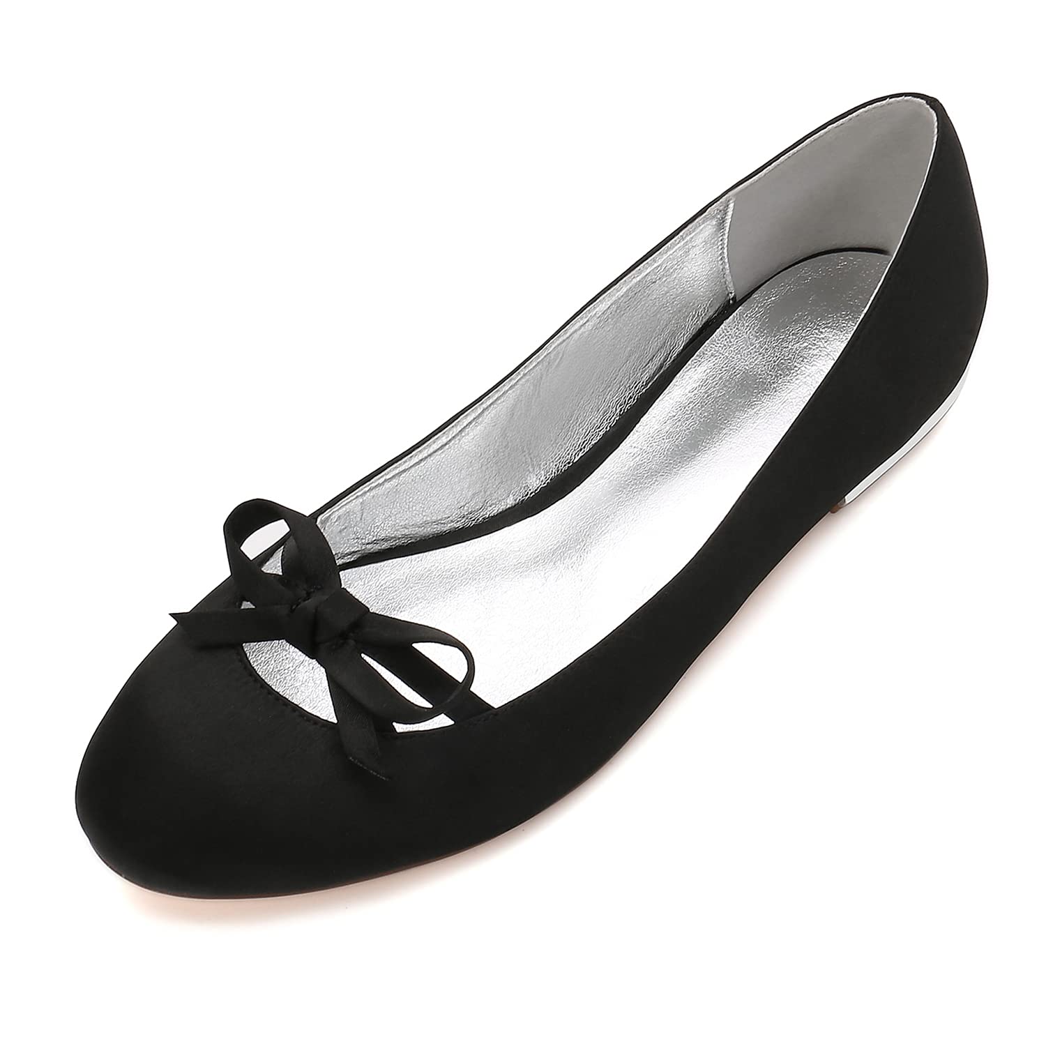 Women's Satin Bridal Shoes - Round Toe Ballet Flats for Wedding Dresses & Formal Occasions - Perfect for Brides, Bridesmaids, and Special Events
