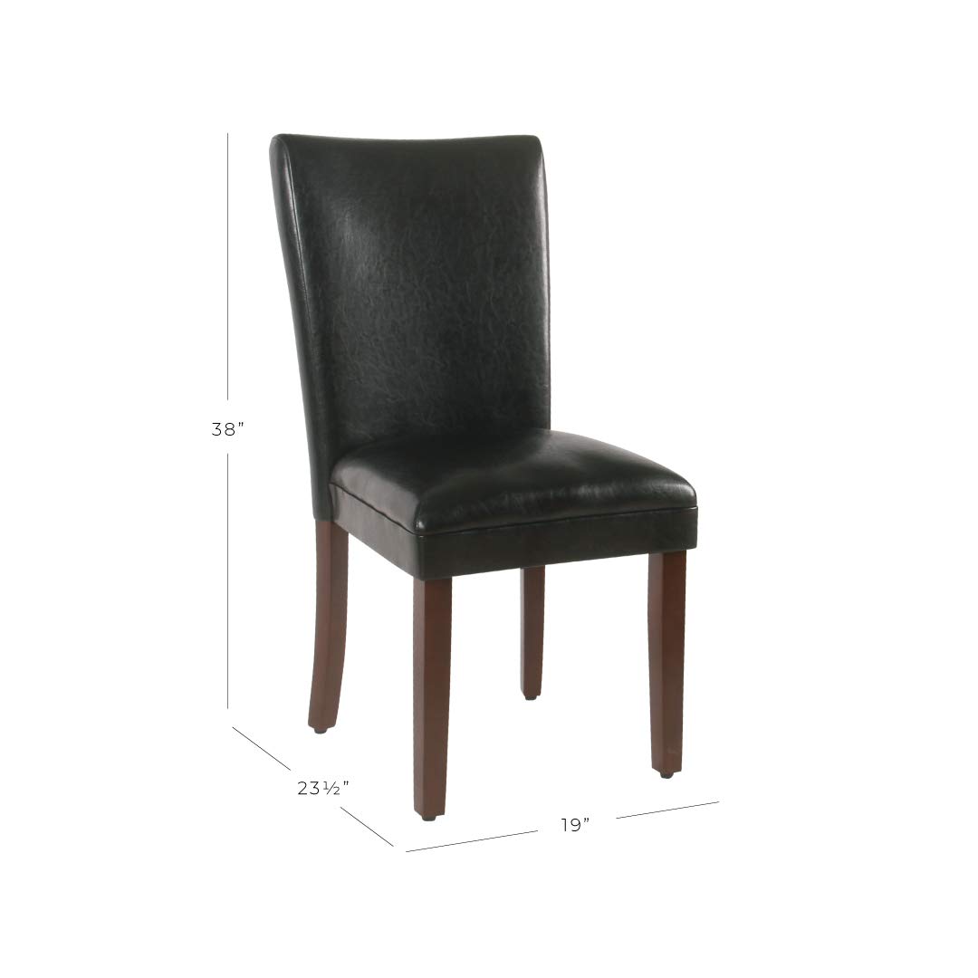 HomePop Parsons Dining Chairs - Set of 2 Black Faux Leather Upholstered Chairs for Kitchen, Dining Room & Office - Modern Comfortable Seating for Home & Restaurant