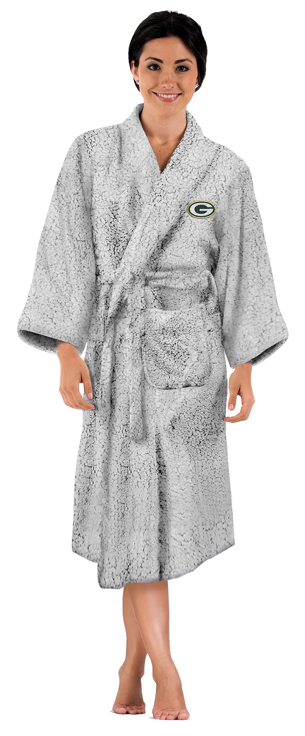 Women's NFL Team Sherpa Bathrobe - Cozy Fleece Loungewear for Football Fans - Perfect for Game Day, Relaxing at Home, and Spa Nights