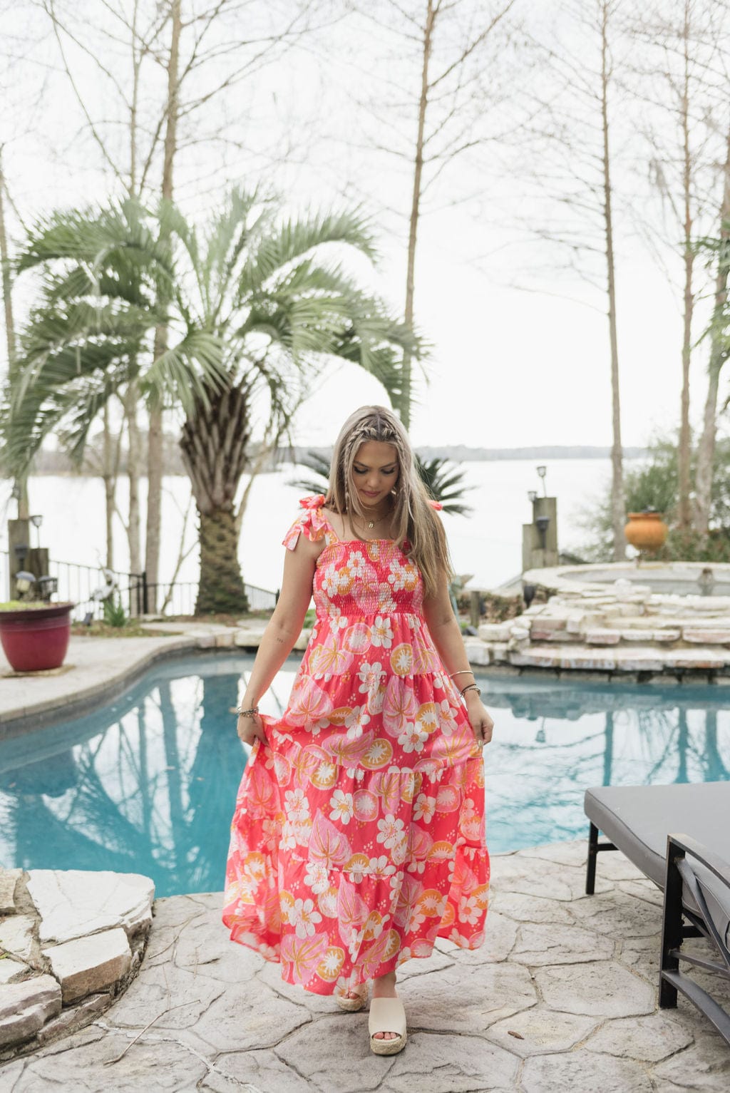 Coral Salem Kiwi Bloom Dress - Floral Print Summer Dress for Women | Beach Wedding, Vacation, Party Wear