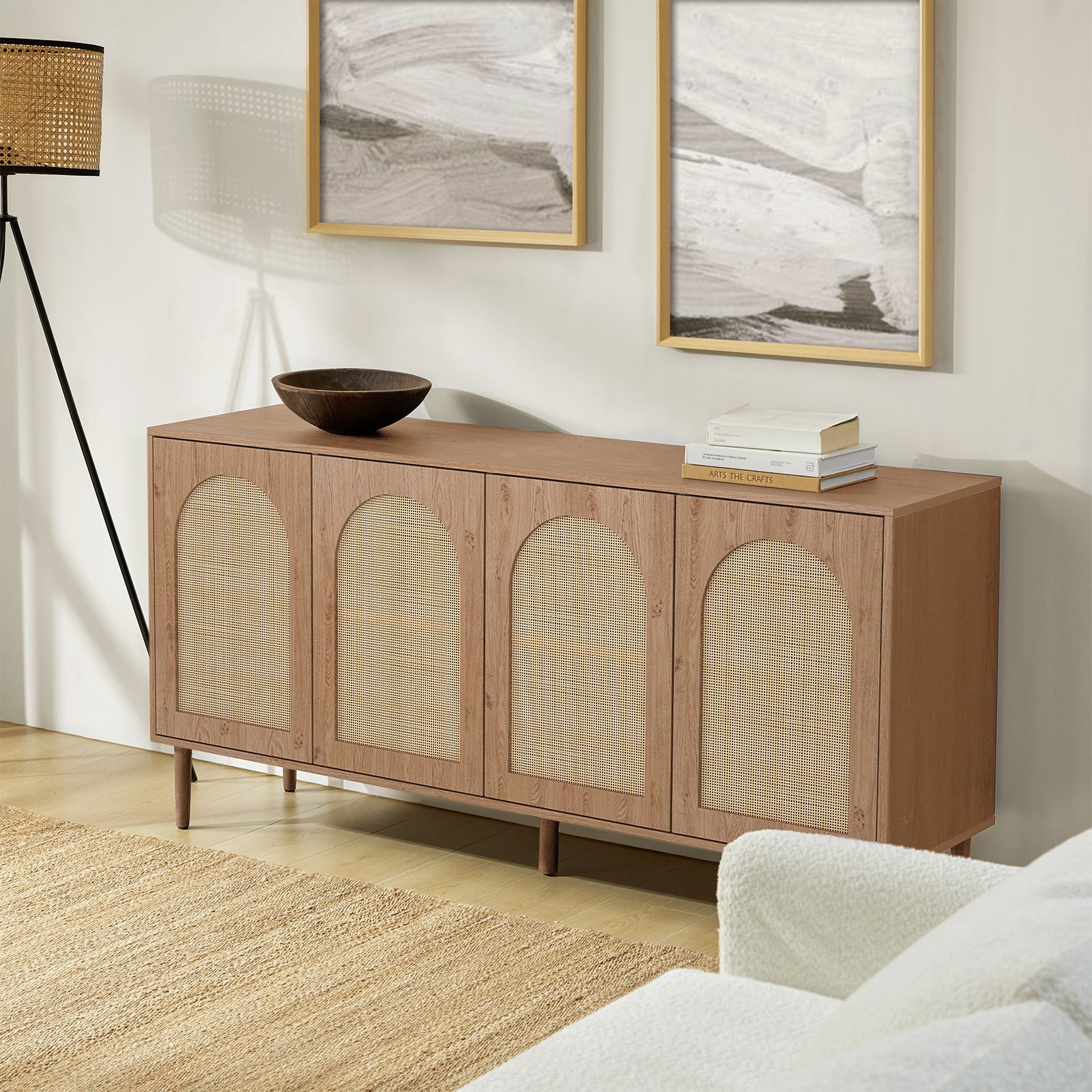Norbert 63-Inch Wide Sideboard with Storage - Modern Buffet Cabinet for Dining Room, Living Room & Entryway - Solid Wood Console Table with 4 Drawers & 2 Doors (Espresso Finish)