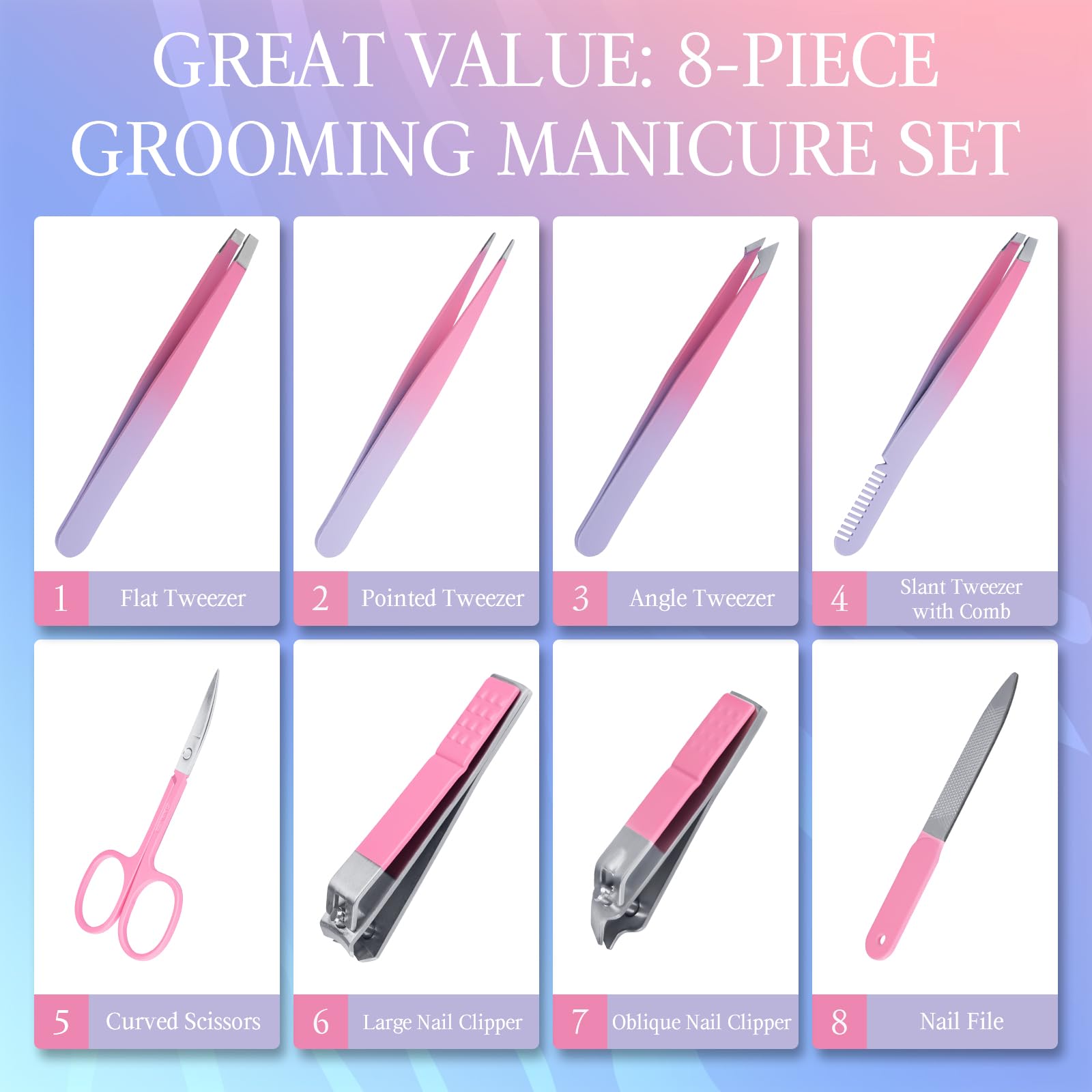 Premium Stainless Steel Tweezers & Nail Clippers Set - Professional Manicure Kit for Women & Men | Perfect Christmas Birthday Gift Idea for Adults | Home, Travel & Salon Use