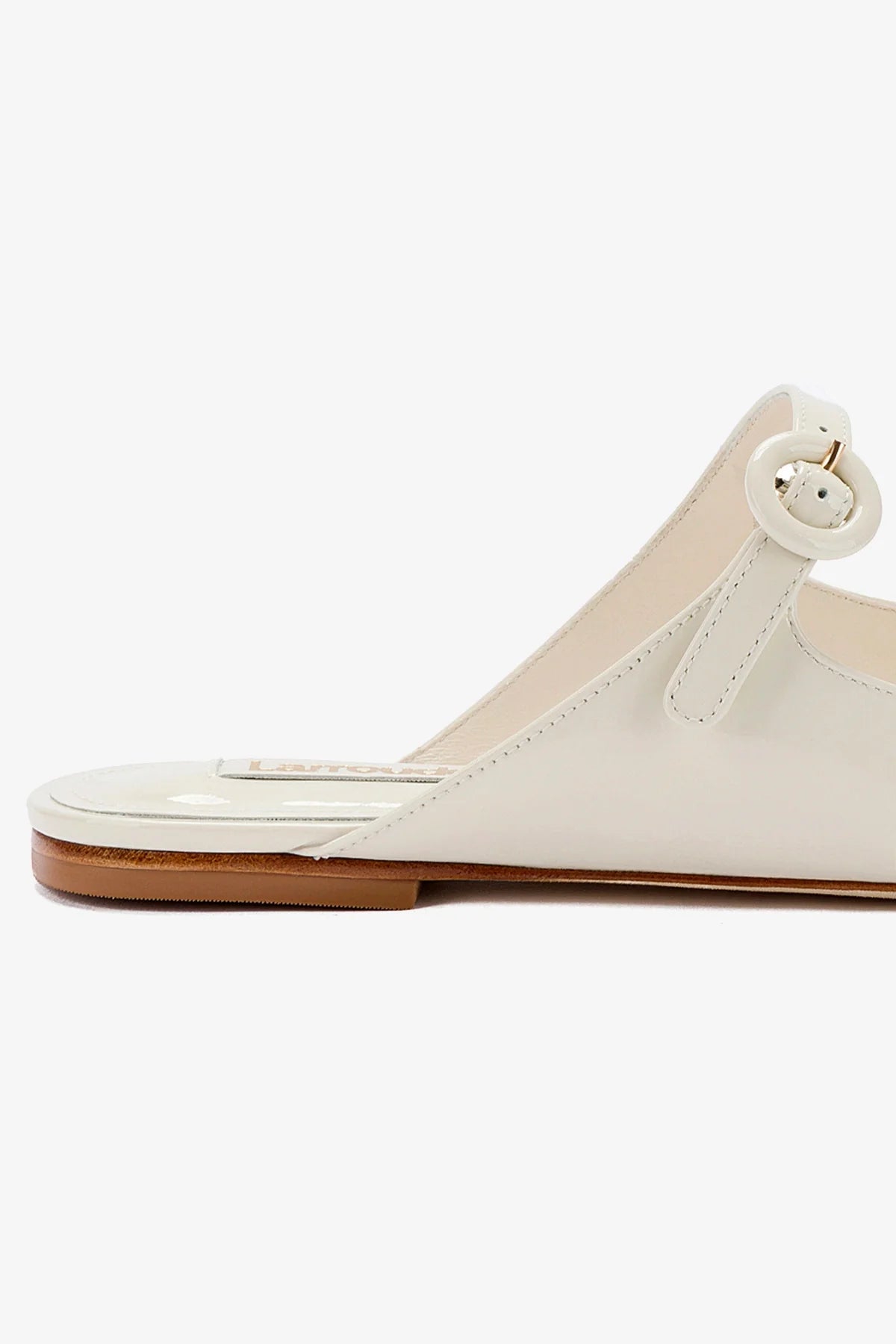 Blair Flat Mule Shoes for Women - Ivory Patent Leather Slip-On Loafers - Comfortable Casual & Office Wear
