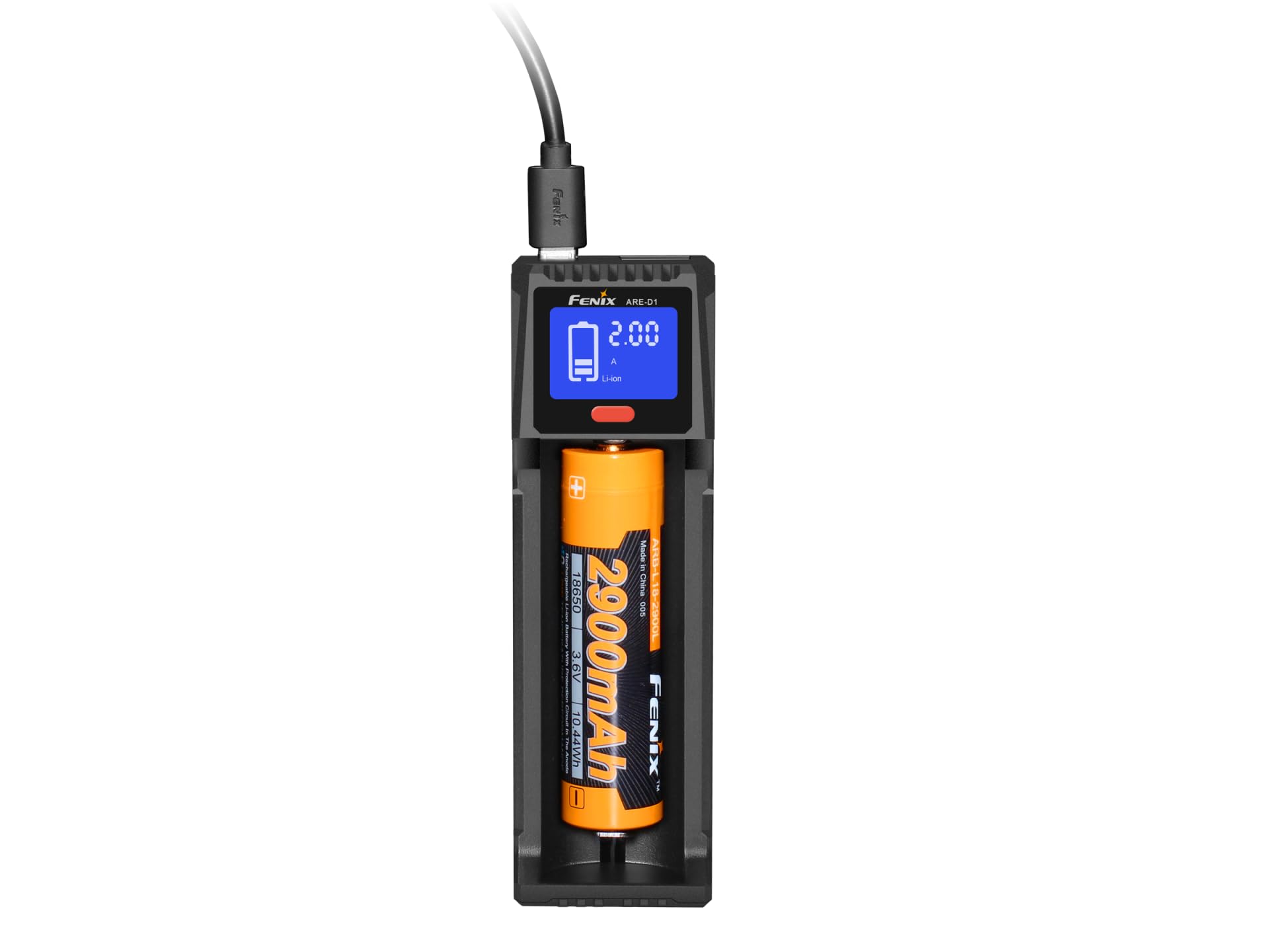 Fenix ARE-D1 Single Channel Smart Battery Charger for 18650 Li-ion Rechargeable Batteries - Perfect for Flashlights, Vapes, and Electronic Devices