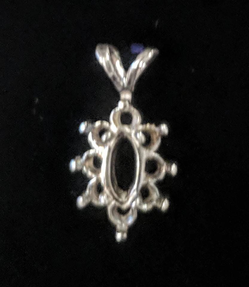 Premium 8x4 Marquise Pendant Setting in Solid Sterling Silver or 14K White/Yellow Gold with Accent - Handcrafted in USA | Perfect for Necklaces, Jewelry Gifts & Special Occasions
