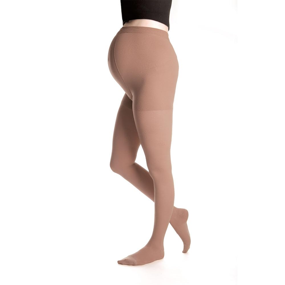 Duomed Advantage Soft Opaque 30-40 mmHg Maternity Compression Pantyhose - Closed Toe, Almond Color, Small Size - Perfect for Pregnancy Comfort & Leg Circulation Support During Work, Travel & Daily Activities