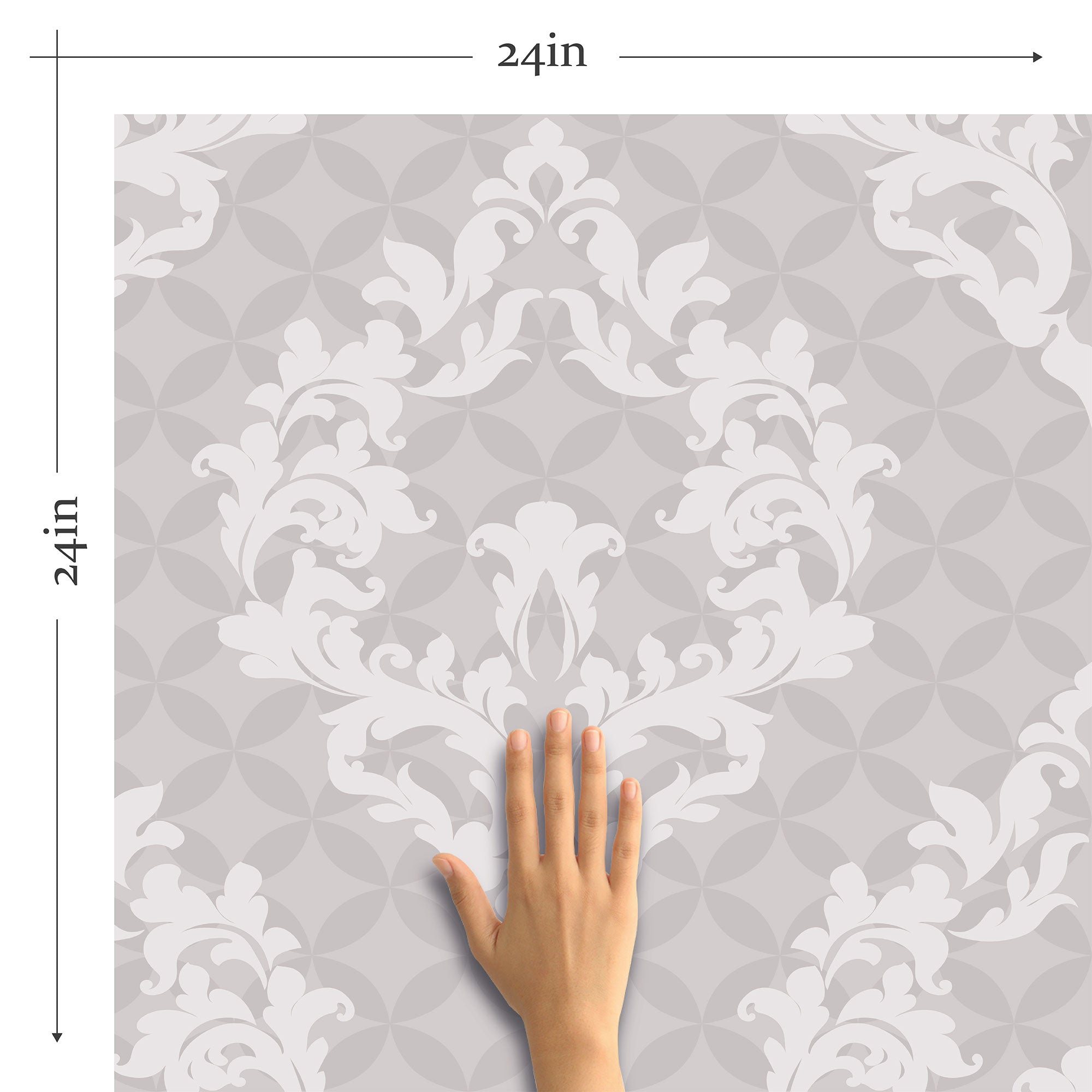 Grey Damask Peel and Stick Removable Wallpaper - Self-Adhesive Wall Decor for Bedroom, Living Room & Office - Easy to Install & Remove