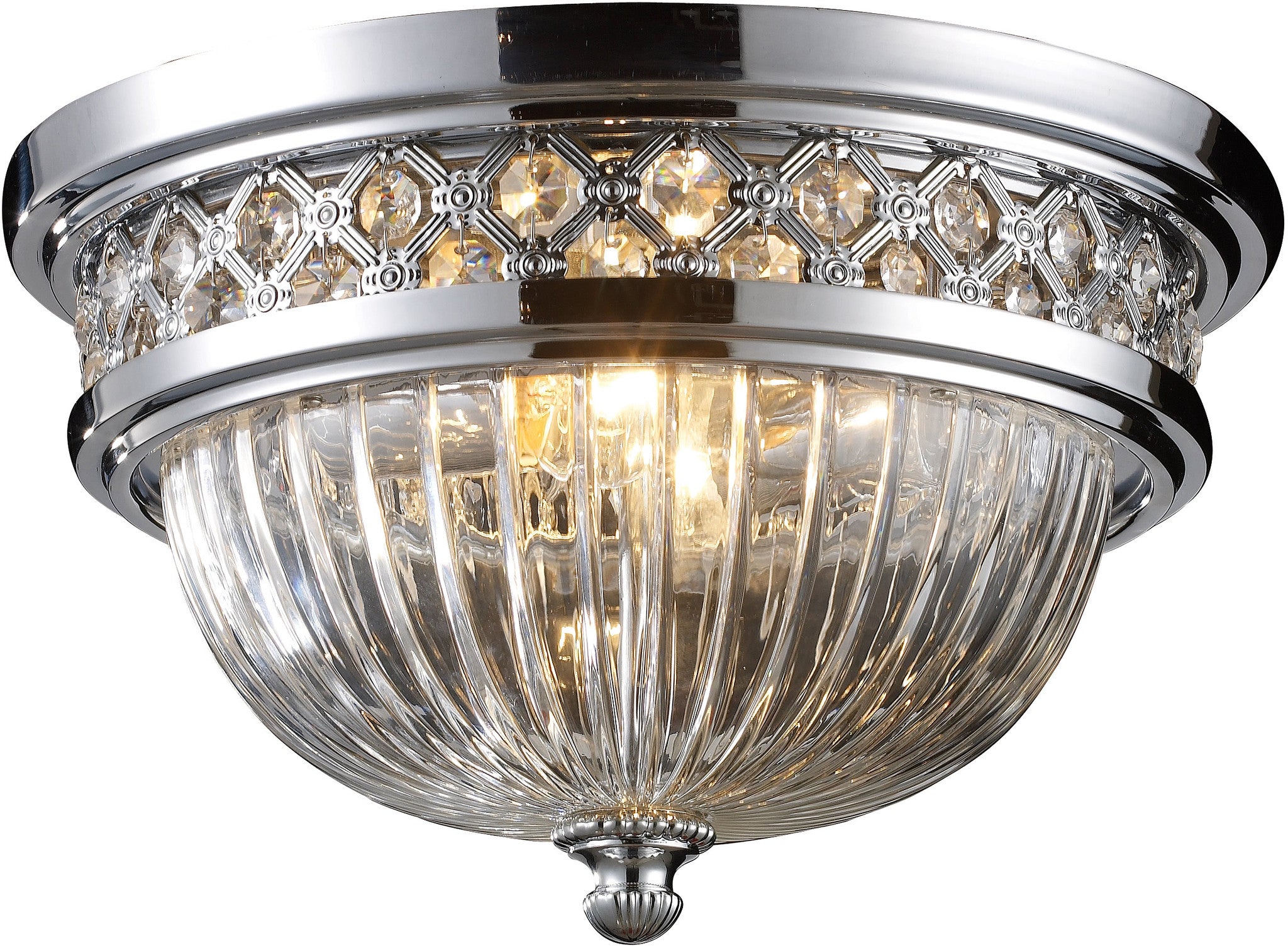 13W 2-Light Flush Mount Ceiling Light Fixture - Polished Chrome with Clear Glass Shade - Perfect for Bedroom, Hallway, or Closet Lighting