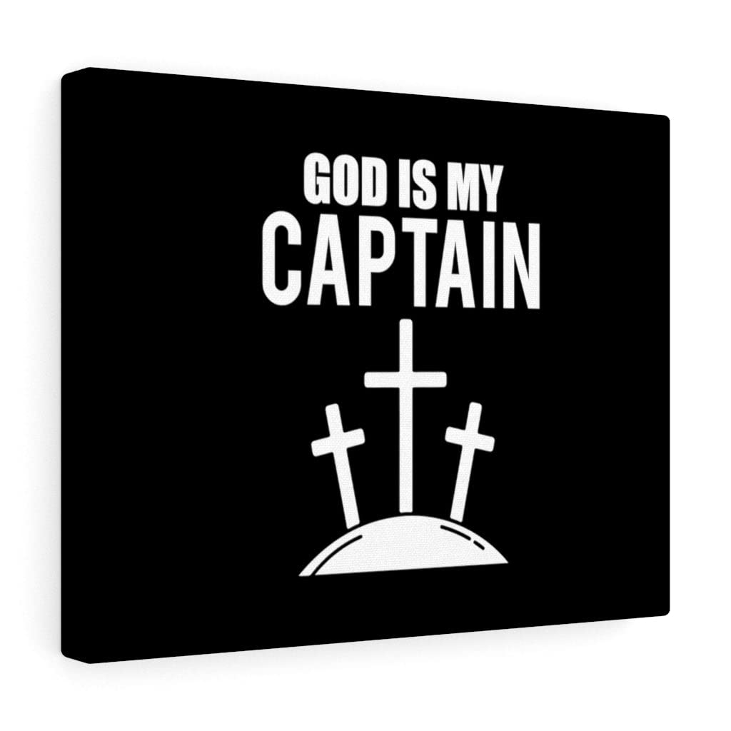 God is My Captain Christian Wall Art - Bible Verse Print with Three Crosses - Ready to Hang Scripture Decor for Home, Church & Office - Inspirational Gift for Faith & Love