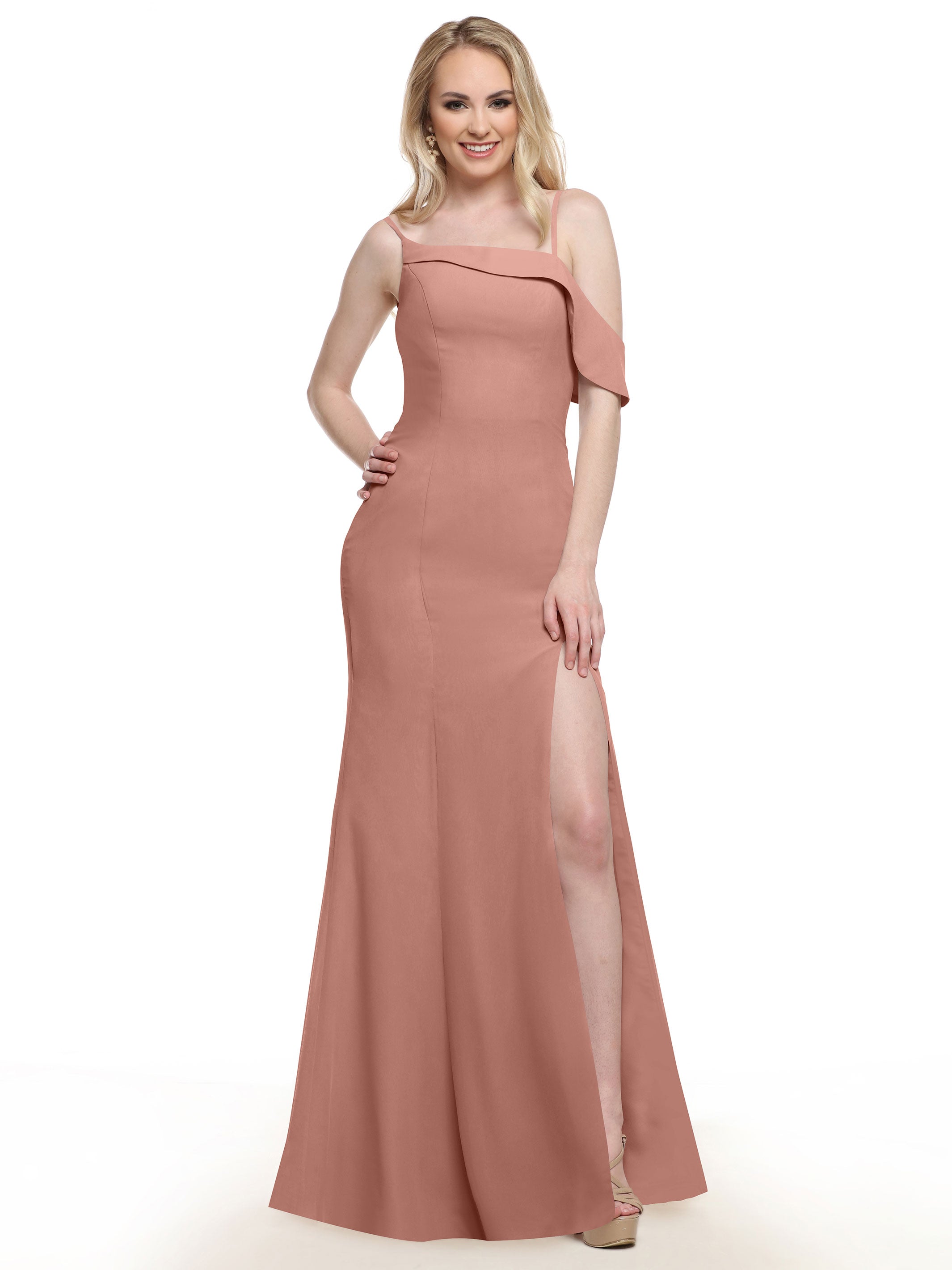 Elegant One Shoulder Fit & Flare Chiffon Bridesmaid Dress 80153 - Perfect for Weddings, Formal Events & Special Occasions