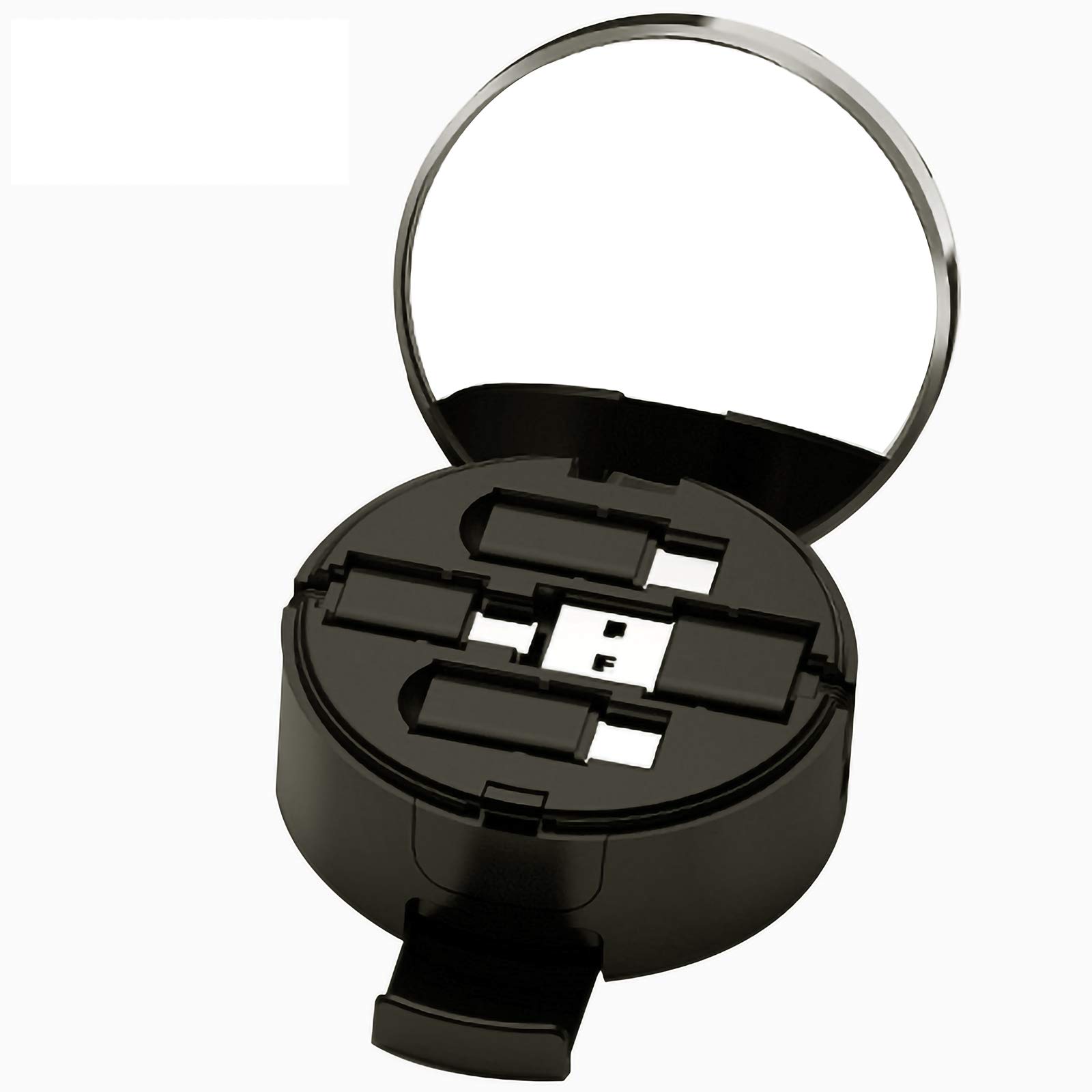 **Otinlai Multi-Function Portable Makeup Mirror & Phone Stand with Micro USB Charging Cable - Universal Cell Phone Holder/Mount for All Smartphones (Black) - Perfect for Home, Office, and Travel**